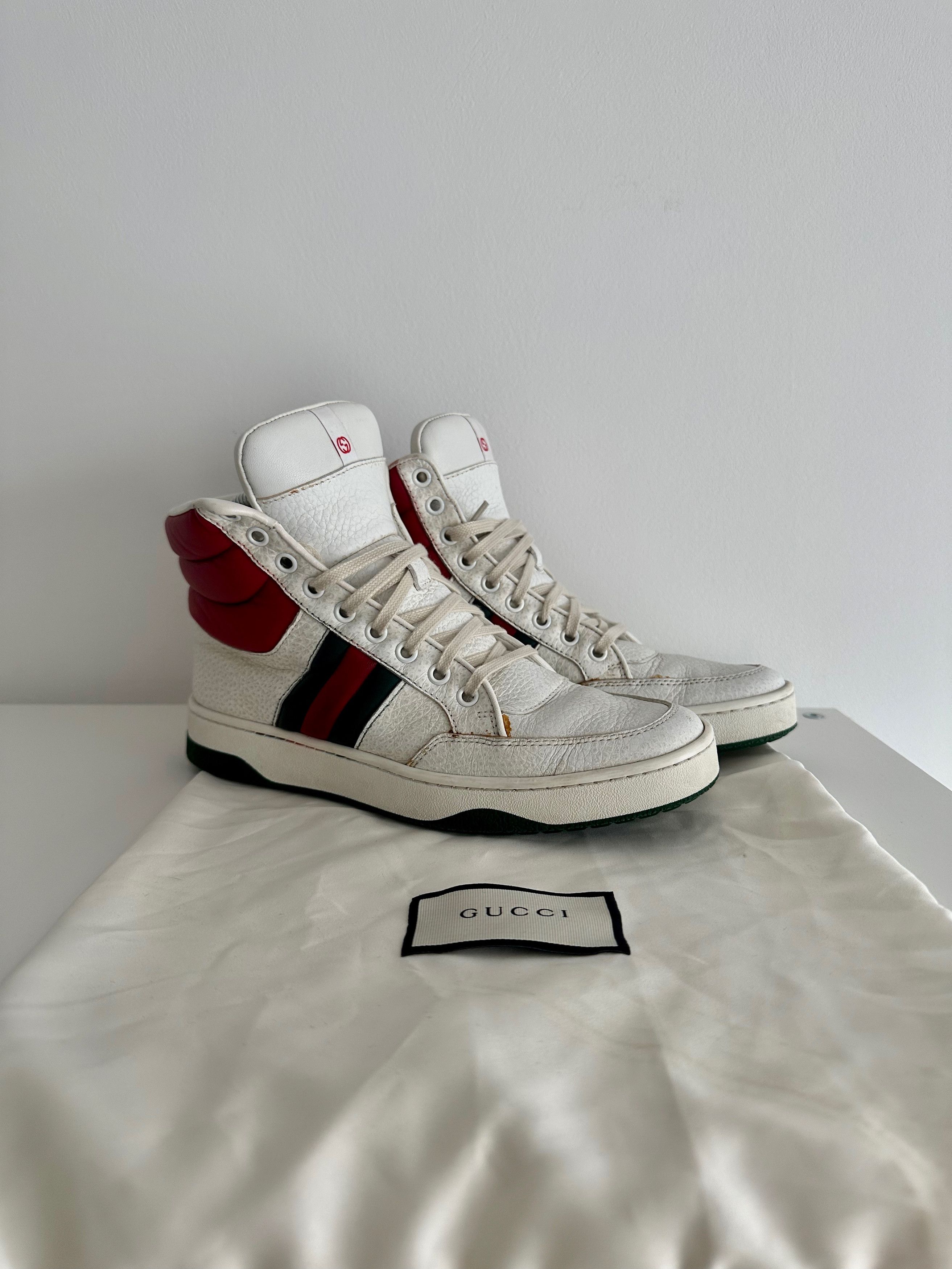 Gucci GUCCI high top leather sneakers WEB 370504 Size US 7 / IT 37 - 1 Thumbnail
