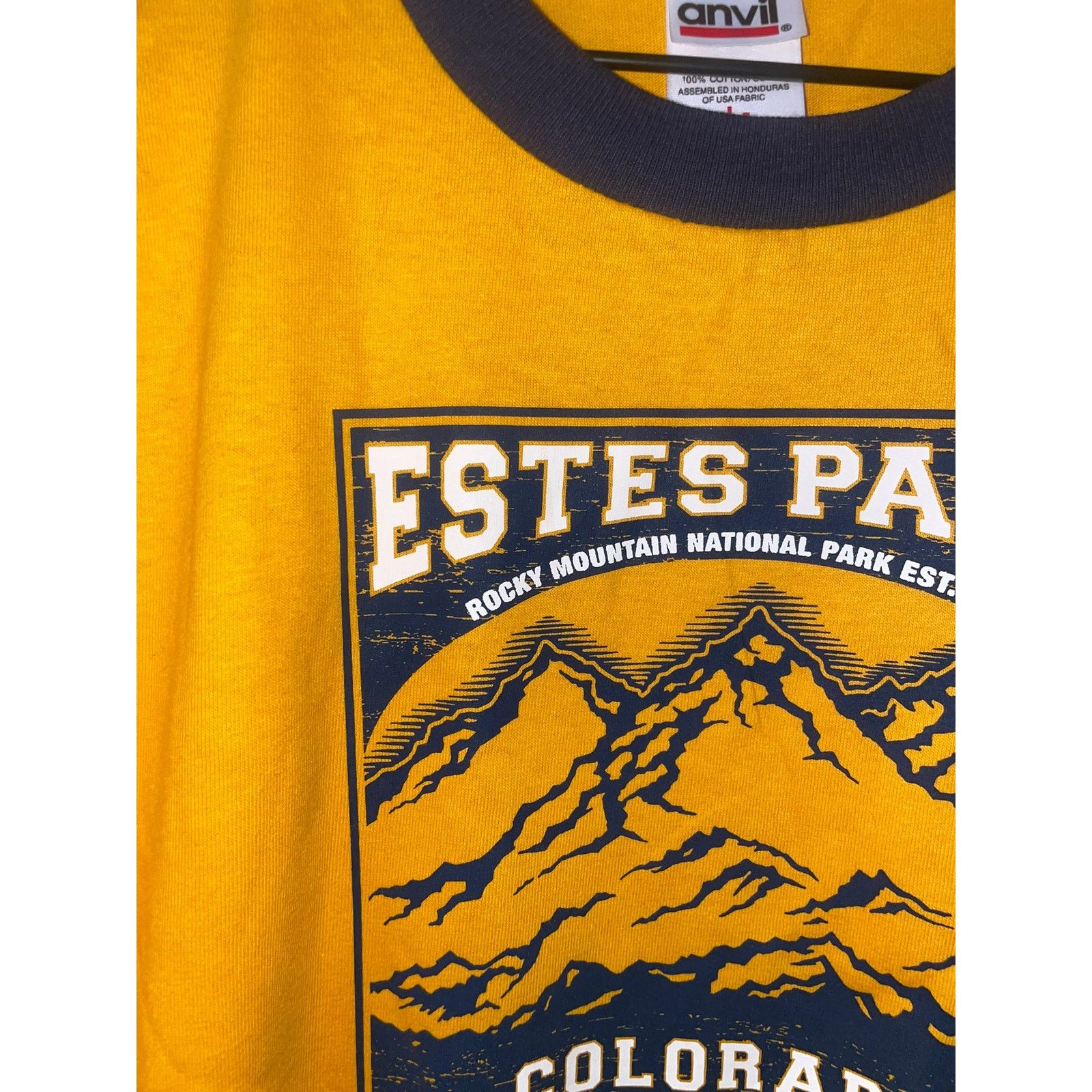 Anvil Vintage Estes Park Rocky Mountain yellow Ringer Shirt VTG L Size US L / EU 52-54 / 3 - 3 Thumbnail