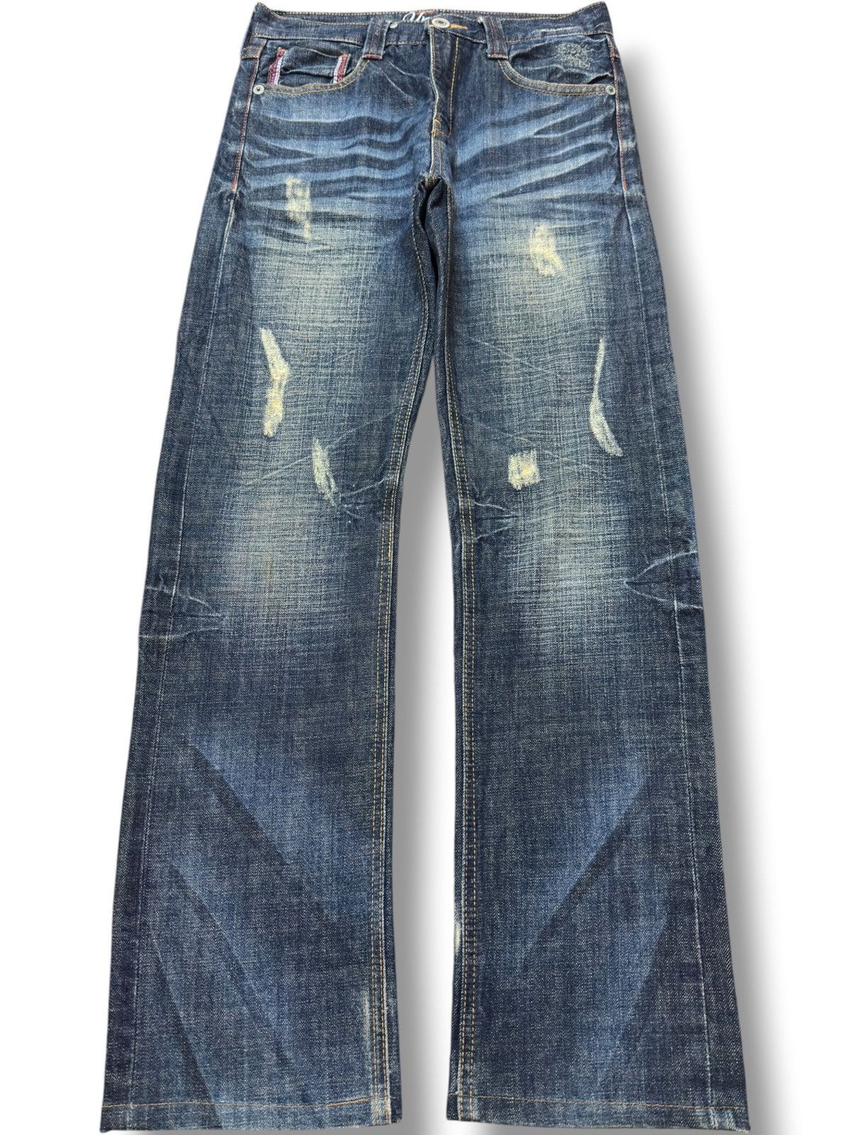 POST ARCHIVE FACTION (PAF) Vintage Uproar Whiskers Grunge Distressed Denim Size US 29 - 1 Thumbnail