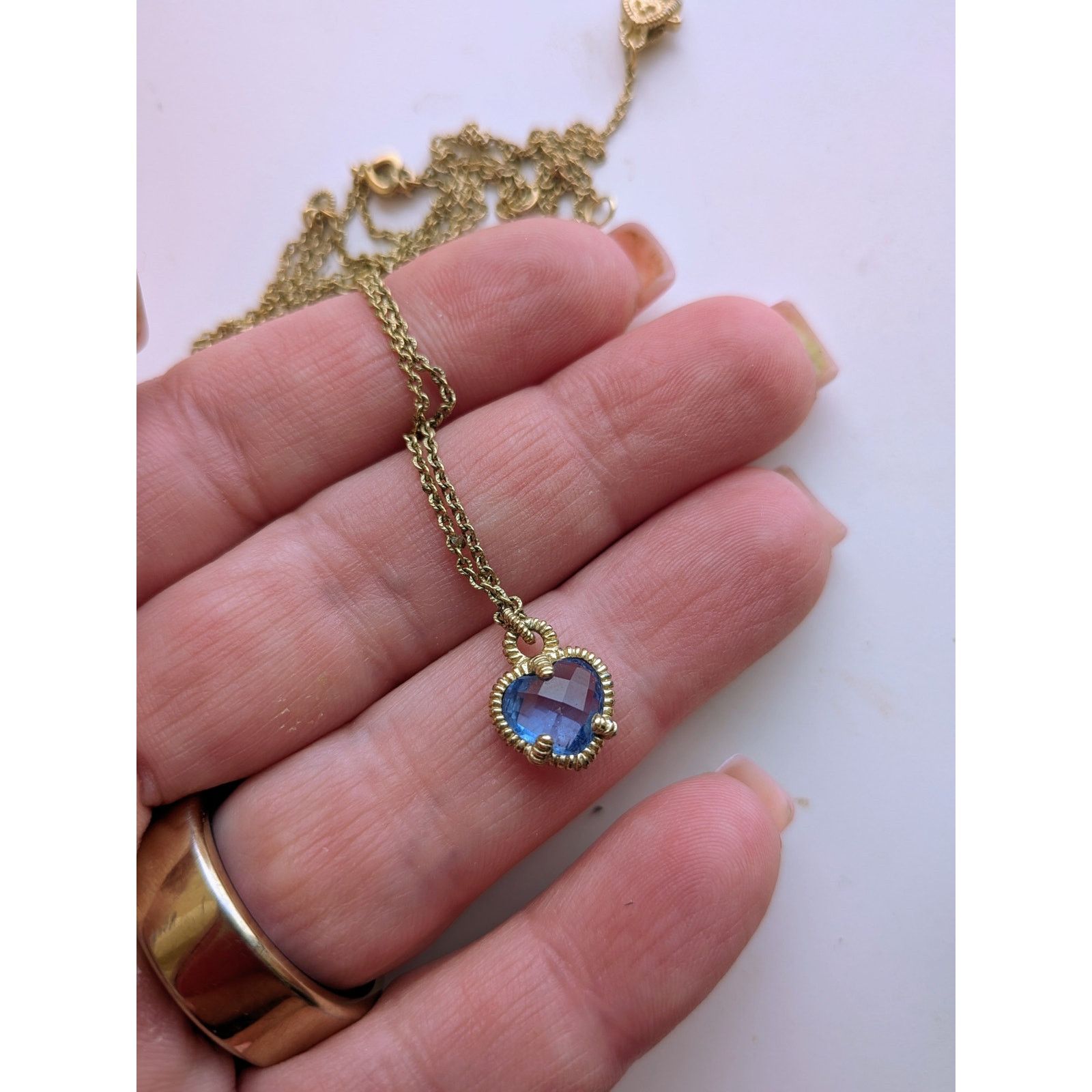 Judith Ripka Judith Ripka Blue Heart Chain Sterling Silver Necklace Size ONE SIZE - 12 Thumbnail