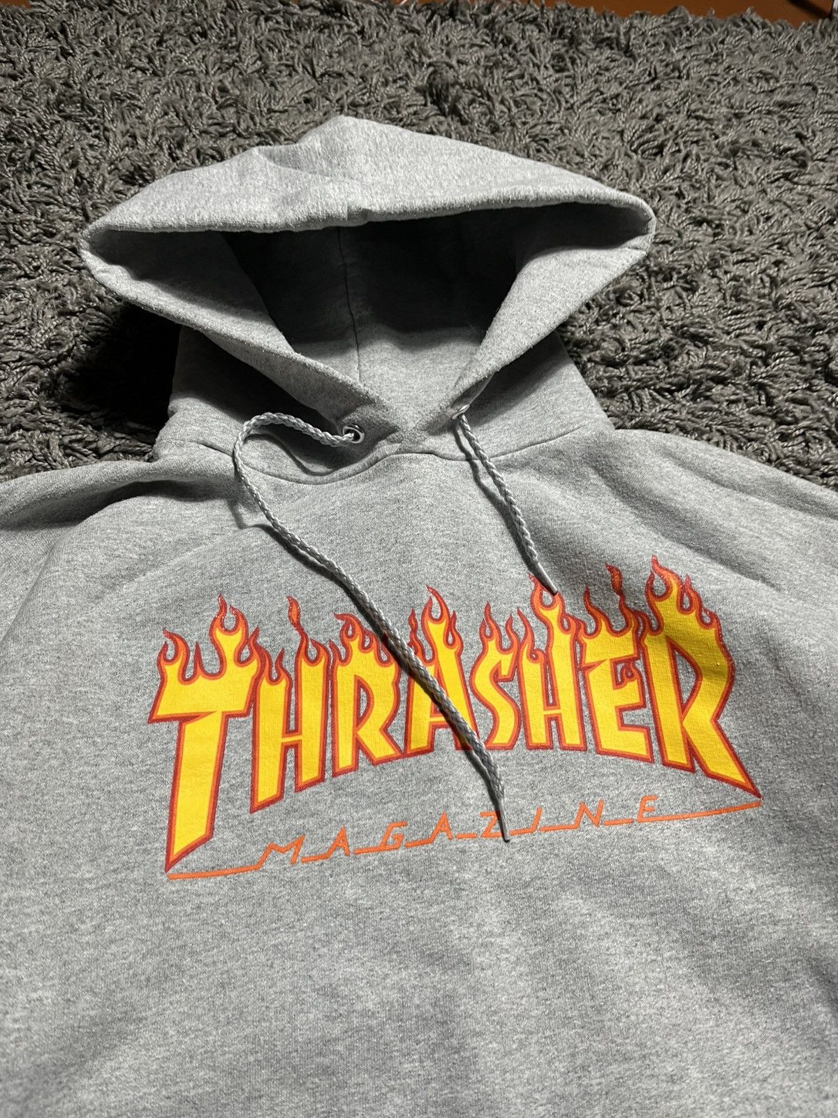 Thrasher THRASHER Y2K FLAME LOGO GREY COTTON FADED HOODIE Size US M / EU 48-50 / 2 - 2 Thumbnail