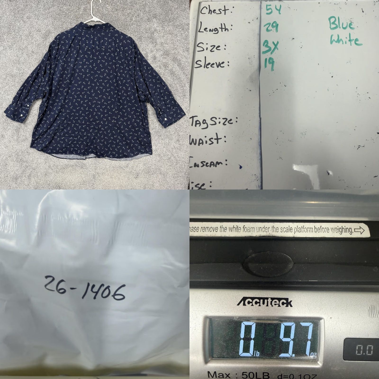 Chaps Chaps Shirt 3X Plus Blue Button-Up Cotton Nautical Anchor Graphic Print Non-Iron Casual Resort Coastal Preppy Layering Womens Size XXL / US 16-18 / IT 52-54 - 9 Thumbnail