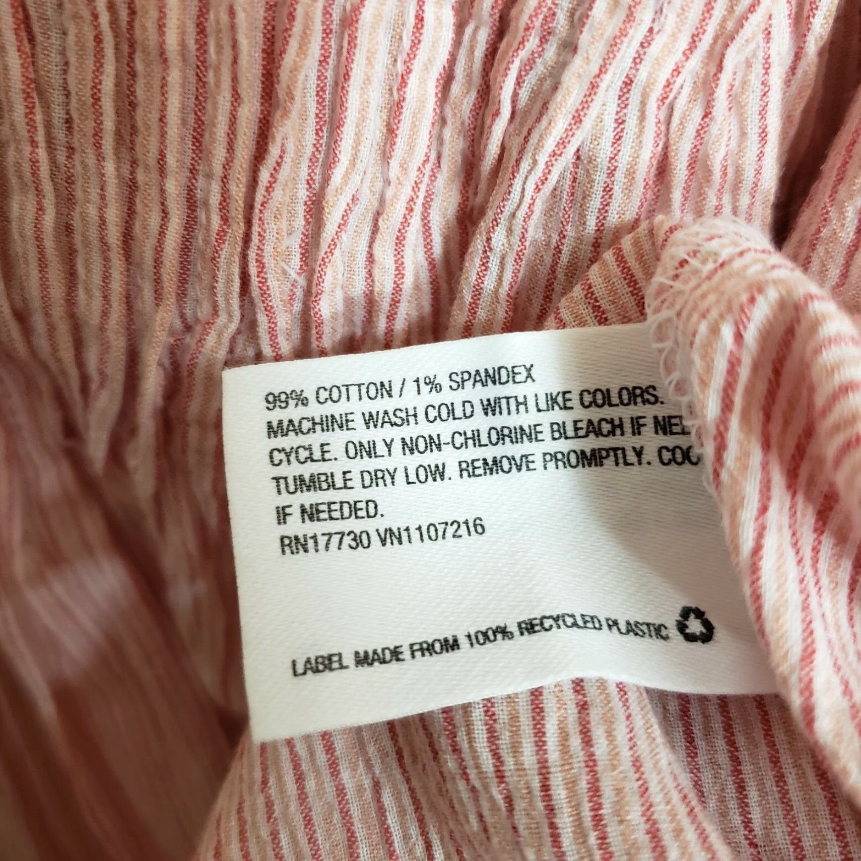 Vintage The Nines by Hatch Womens Button Front Top Sz Small Red White Striped Cotton Size S / US 4 / IT 40 - 7 Thumbnail