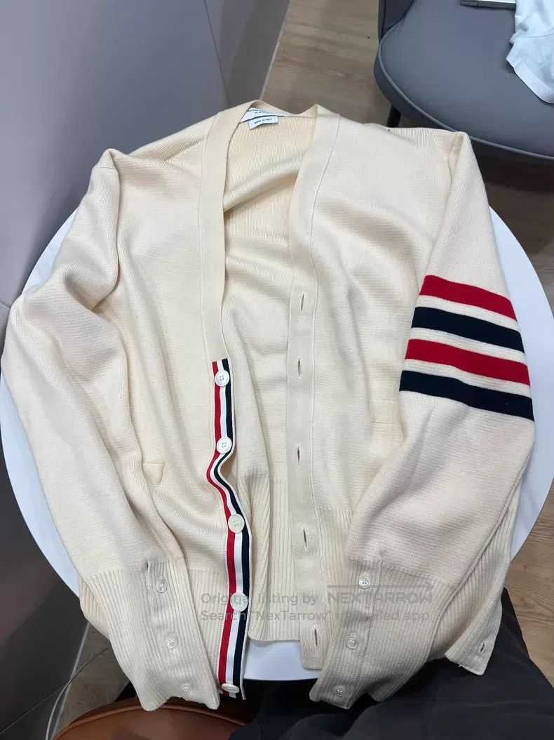 Thom Browne Thom Browne Beige Wool Cardigan Size US S / EU 44-46 / 1 - 1 Thumbnail