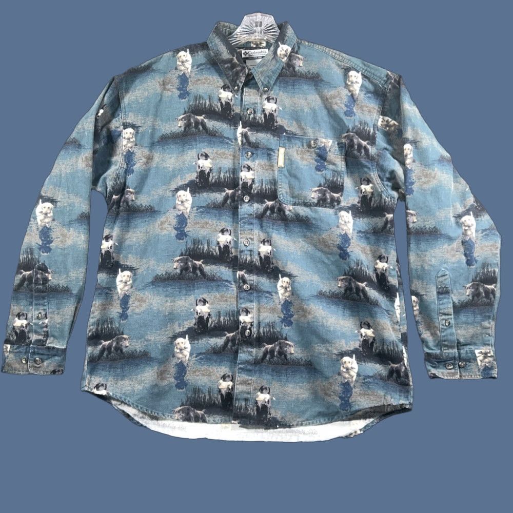 Vintage Columbia River Lodge Lab All Over Print Button Down Long Sleeve Mens L Size US L / EU 52-54 / 3 - 1 Thumbnail