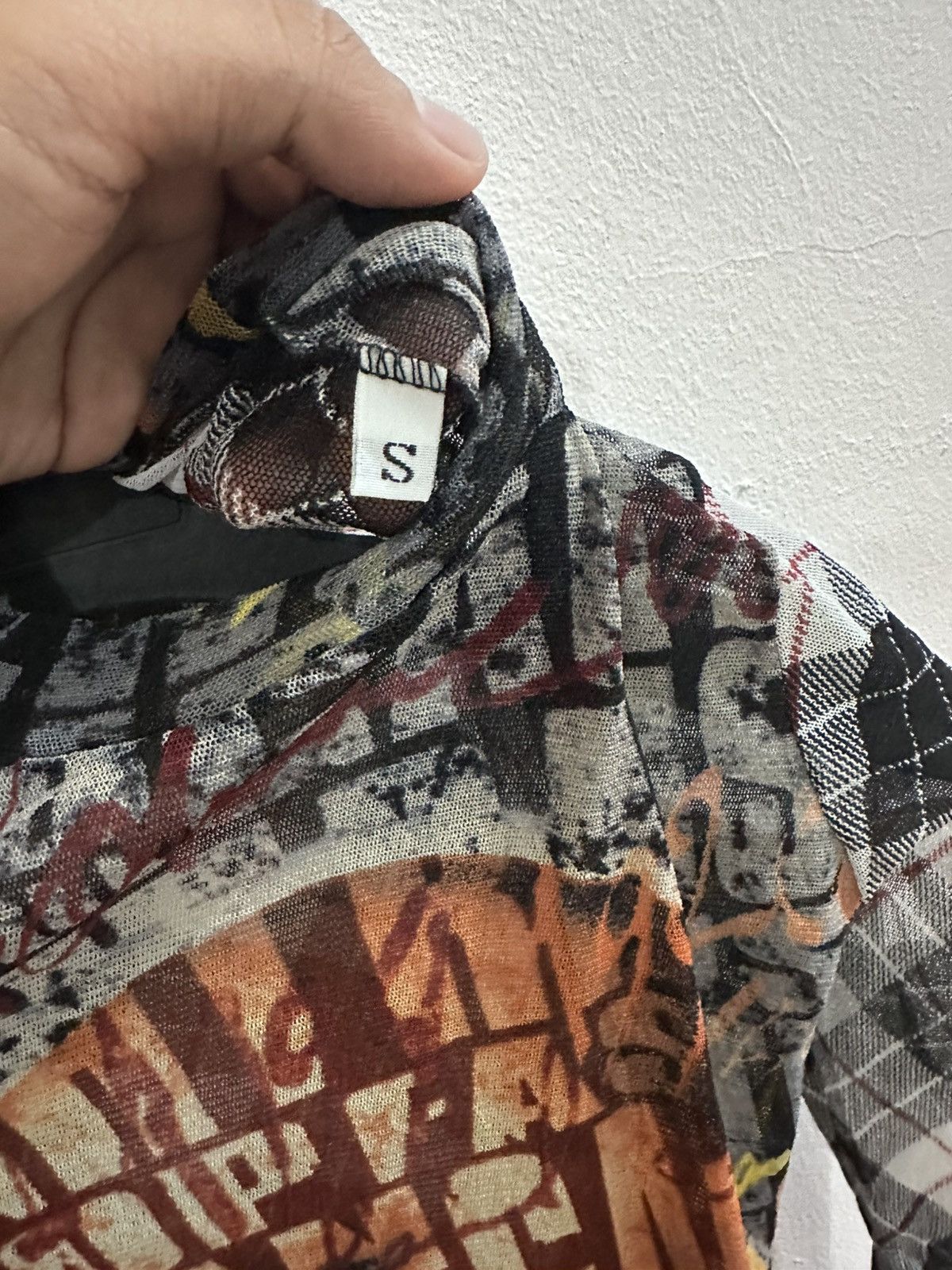 Jean Paul Gaultier 1997 Jeal Paul Gaultier 'Stop Fascism' Mesh Shirt Size US S / EU 44-46 / 1 - 4 Thumbnail