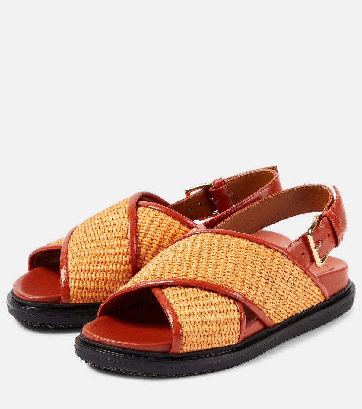 Marni o1w1db10125 Fussbet Raffia-Effect Sandals in Orange Size US 8 / IT 38 - 2 Thumbnail