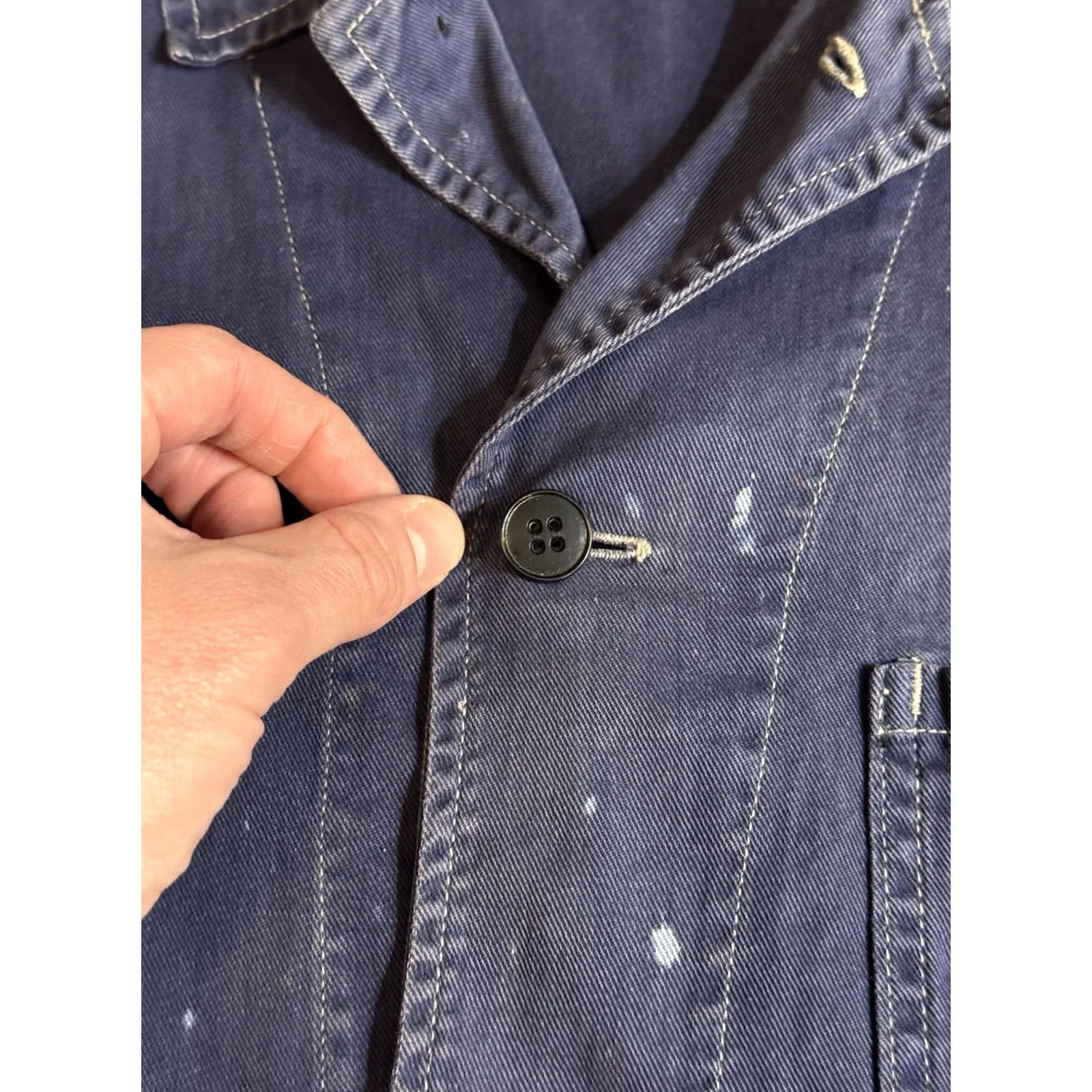 Denime VINTAGE 1950s France Denim Chore Jacket Blue Size L 50s Workwear Jacket Mens Size US L / EU 52-54 / 3 - 3 Thumbnail