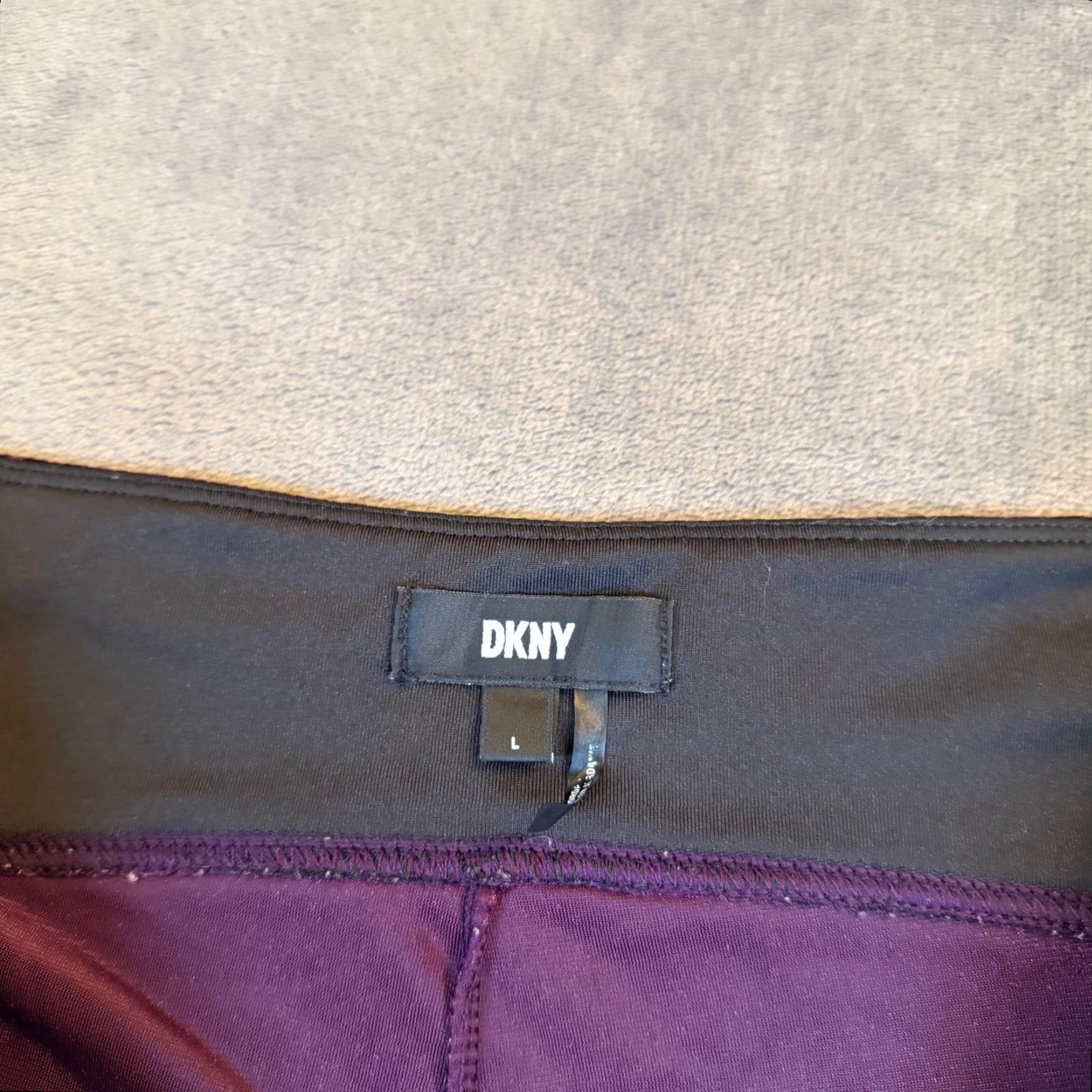 DKNY DKNY Velvet Leggings Womens Large Purple Stretch Velour Athleisure 28x27" Size 36" / US 14 / IT 50 - 2 Thumbnail