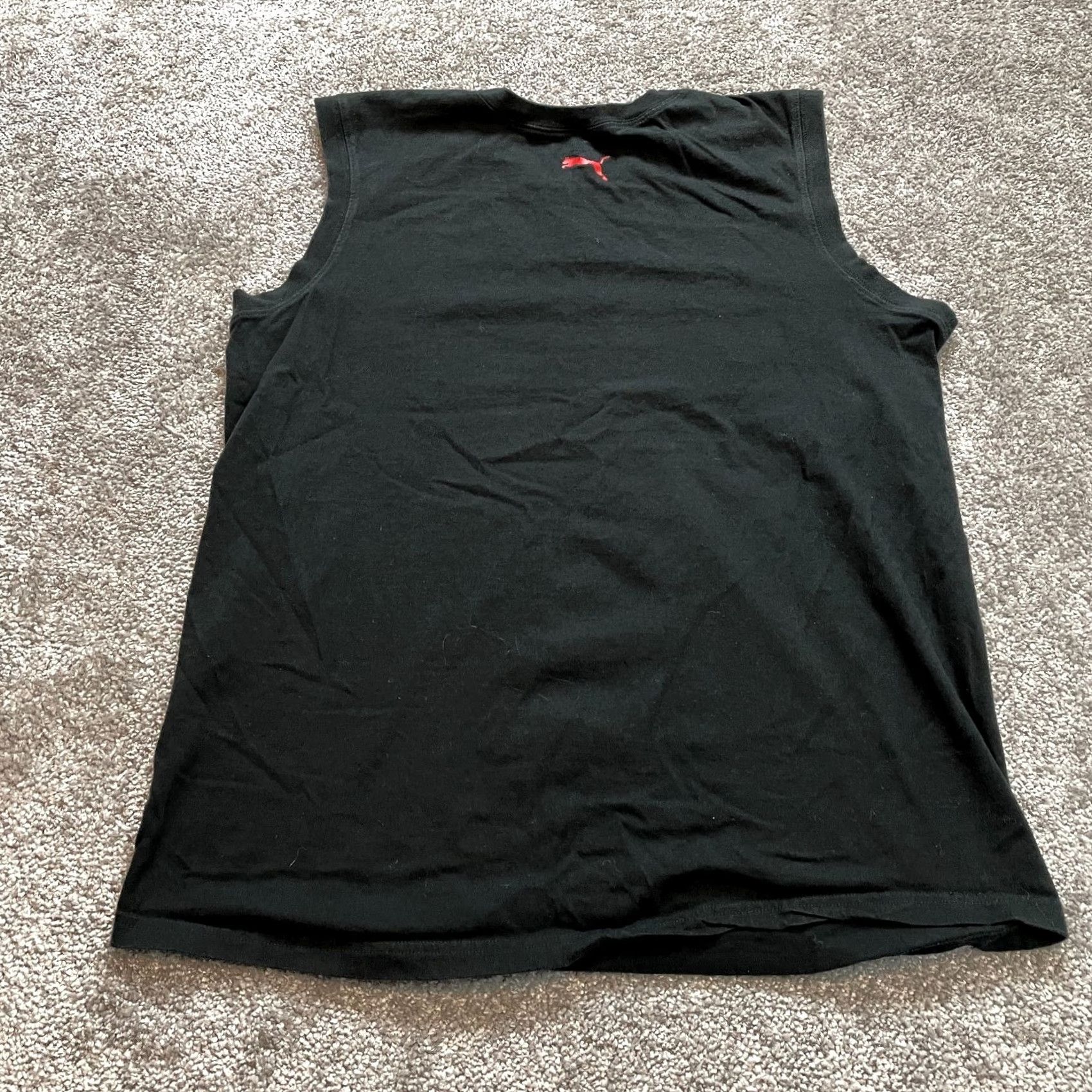 Puma Puma Tank Top Shirt Mens Large Black Sleeveless Shirt Exercise Red Logo Casual Size US L / EU 52-54 / 3 - 6 Thumbnail