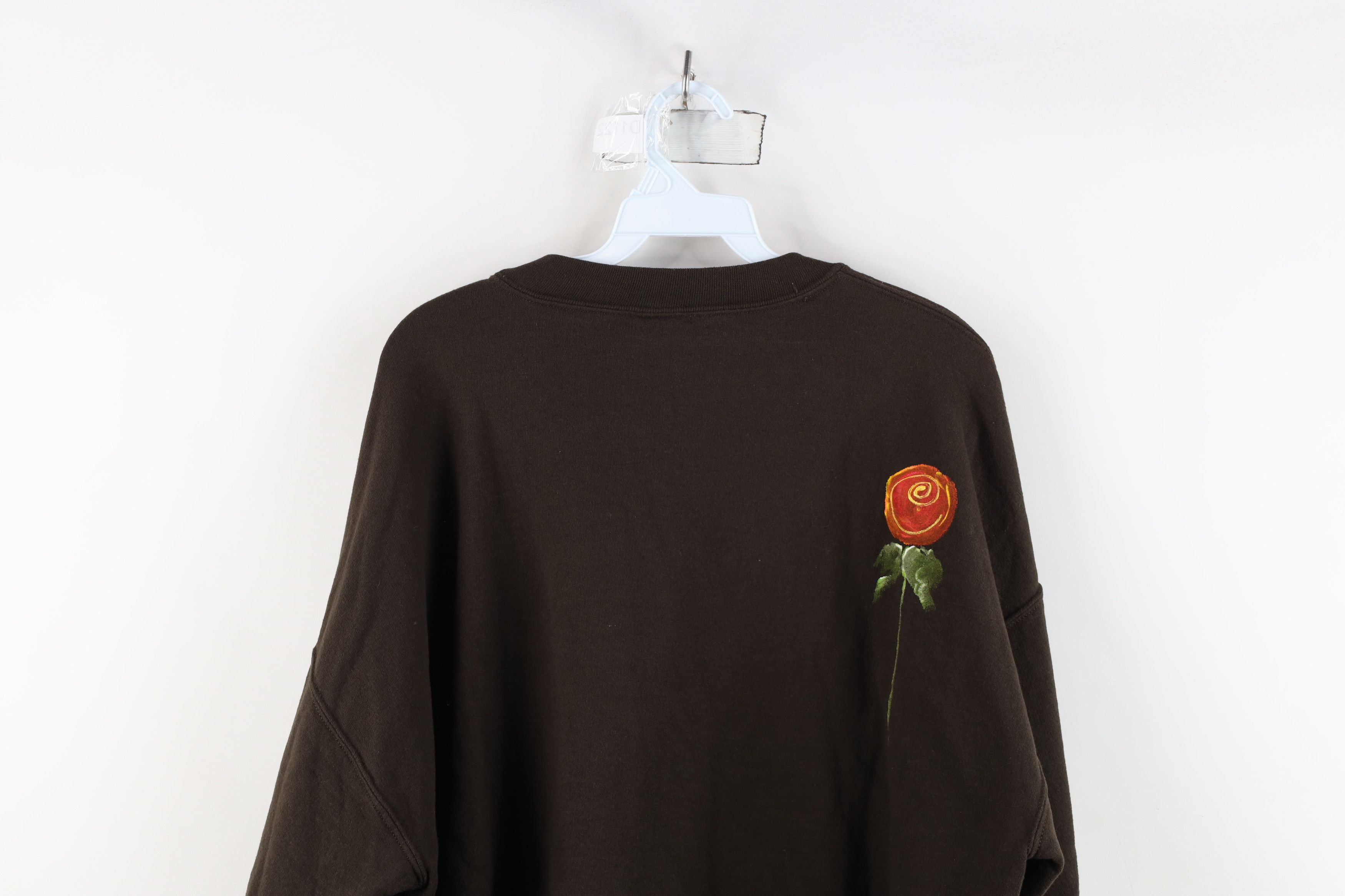 Vintage Vintage 90s Streetwear Painted Flower Crewneck Sweatshirt Size XL / US 12-14 / IT 48-50 - 12 Thumbnail