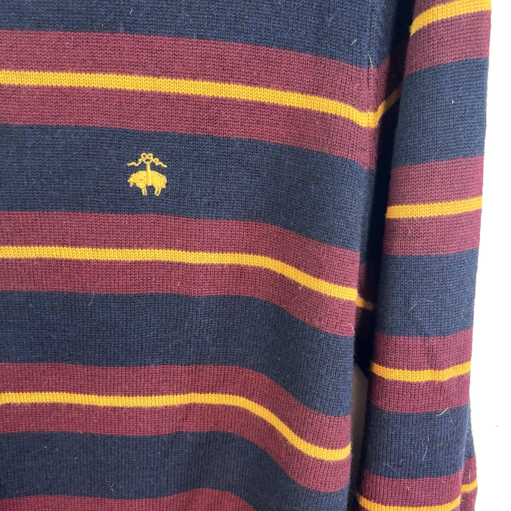 Brooks Brothers VINTAGE Brooks Brothers Mens Sweater XL Blue Striped 1/4 Zip Wool Pullover Classic Size US XL / EU 56 / 4 - 2 Thumbnail