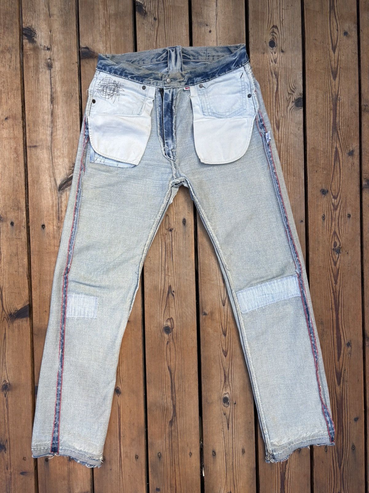 Blue Blue Japan Blue Blue Japan Repaired Selvedge Straight Denim Size US 31 - 4 Thumbnail