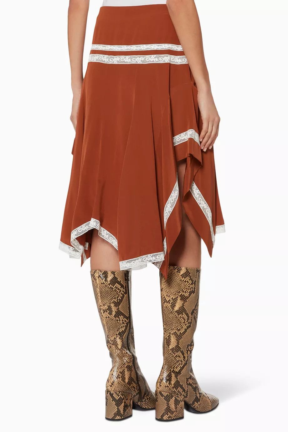 o1y0825 Midi Skirt in Brown/White