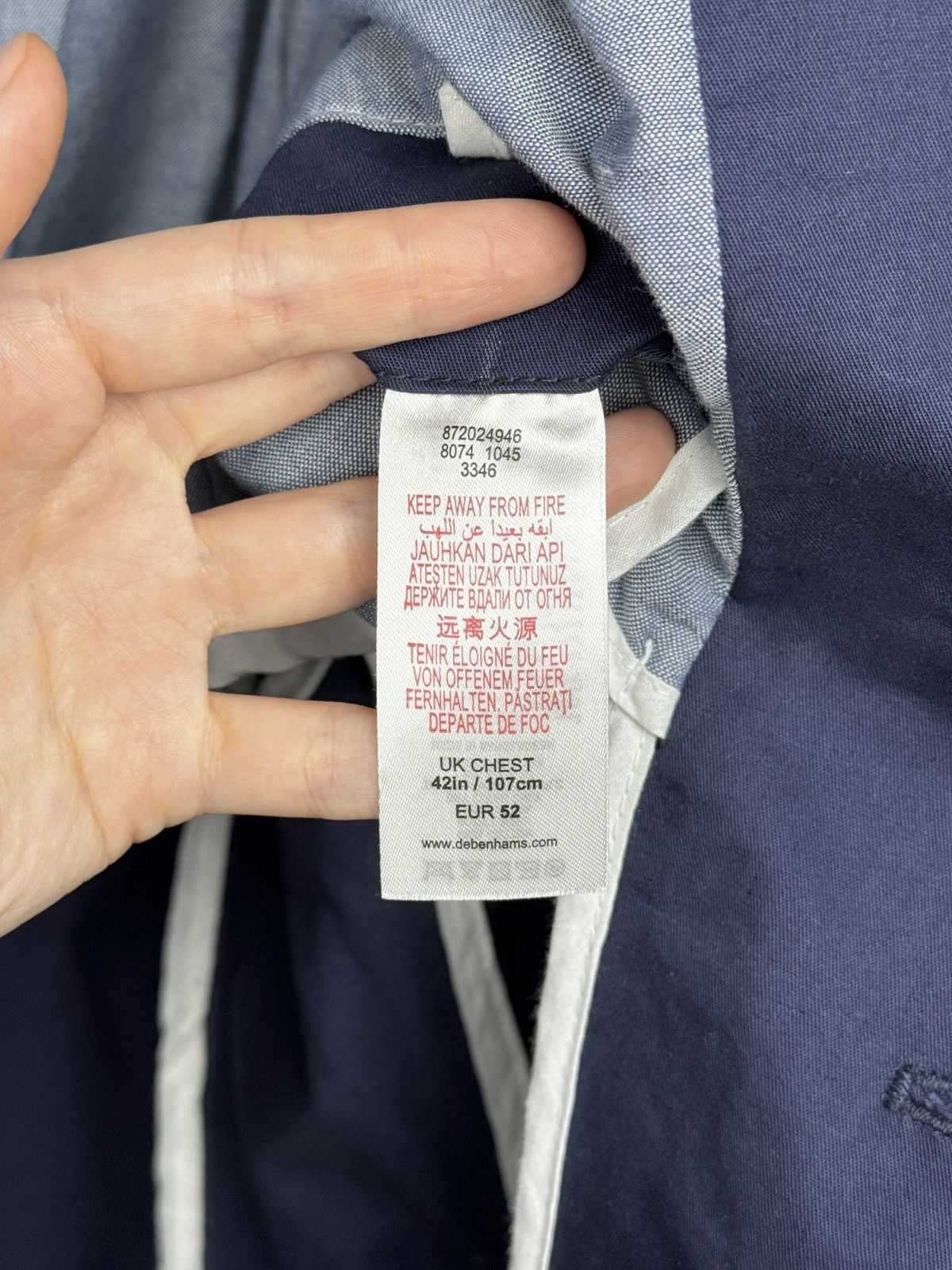 Jasper Conran Jasper Conran navy blue cotton half lined 2 buttons blazer Size 42R - 11 Thumbnail