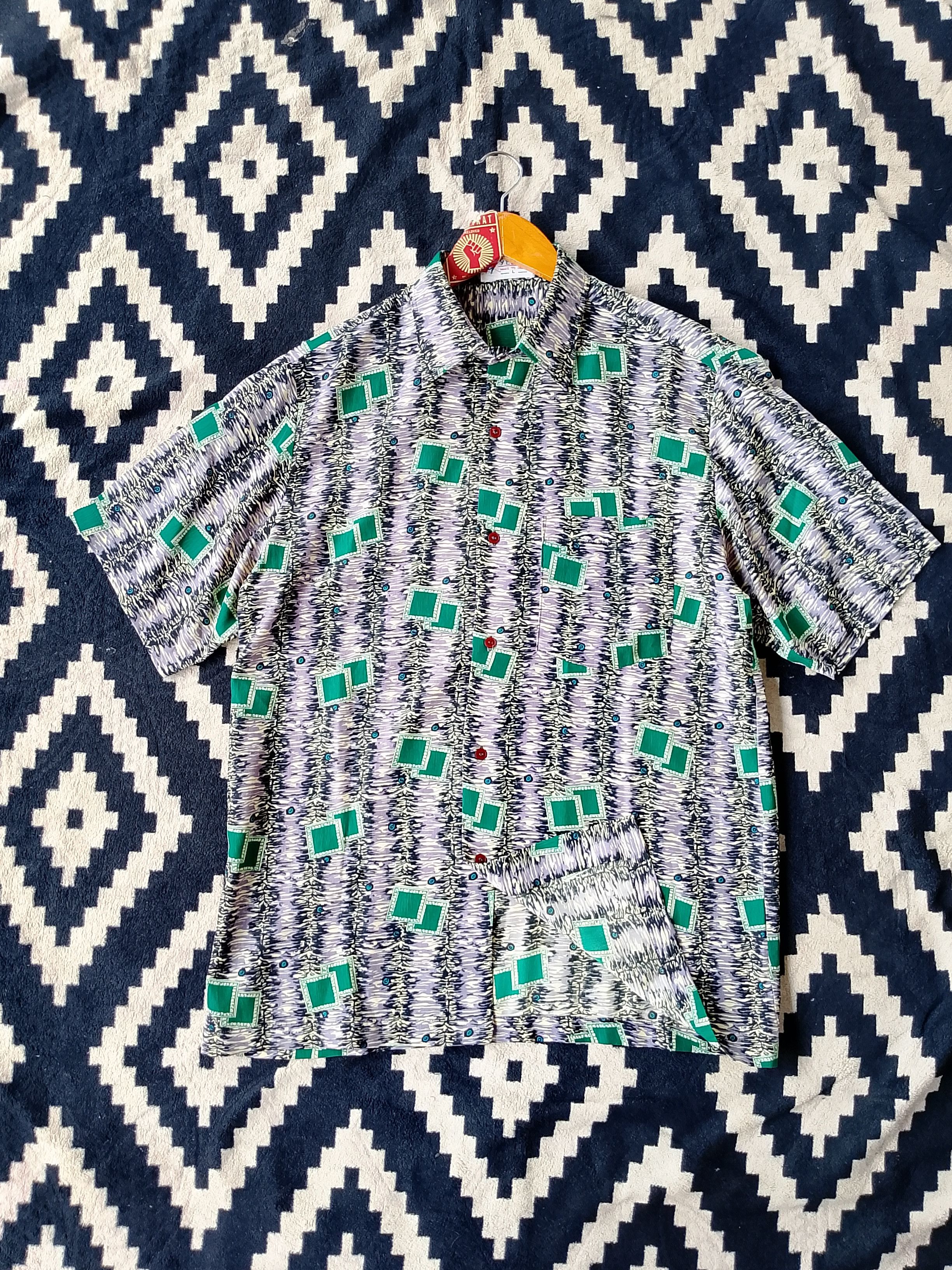 Vintage Rare YELK SHOP "Make To Order" Psychedelic Pattern Shirt Size US L / EU 52-54 / 3 - 4 Thumbnail