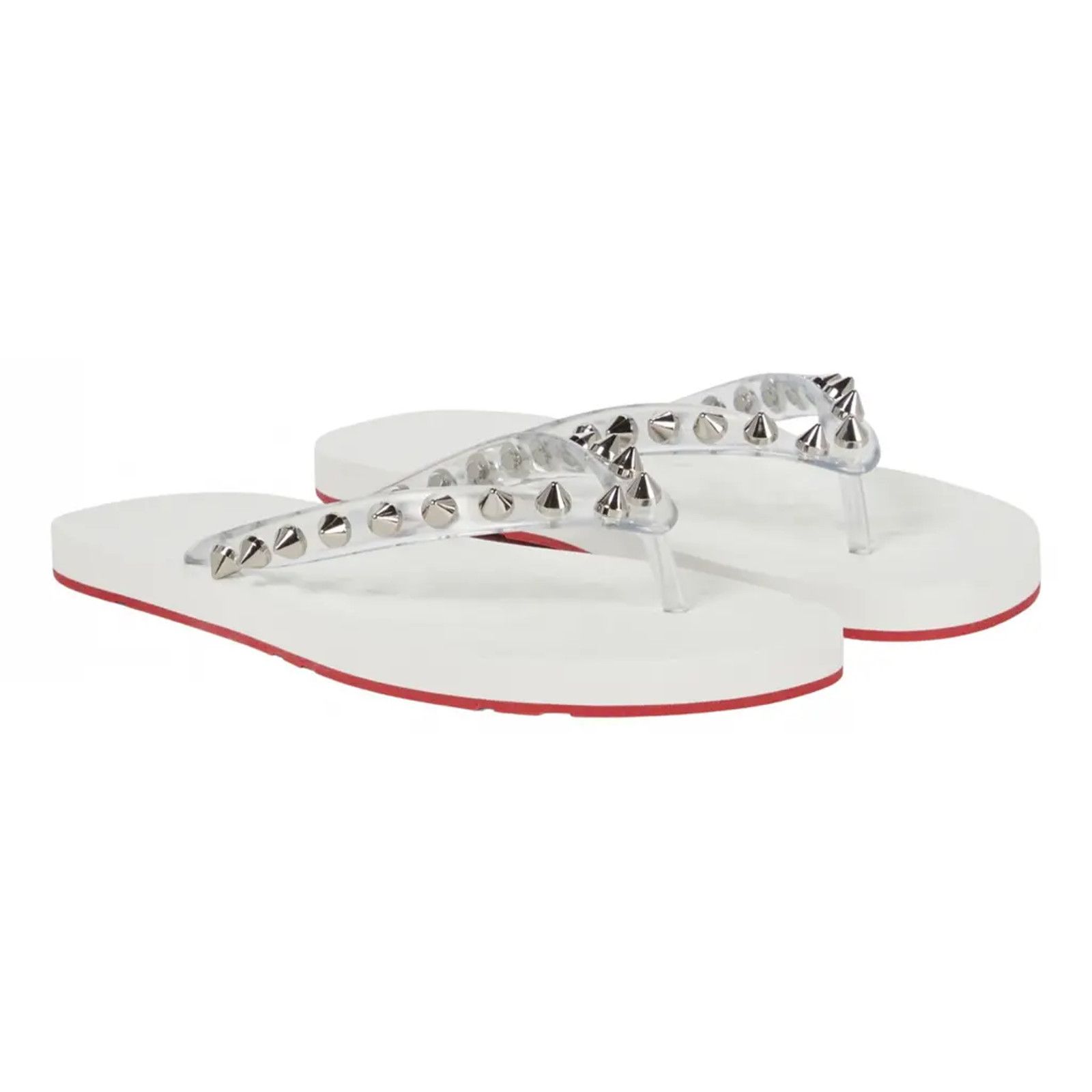 Christian Louboutin Loubi Flip Spikes Donna White Sandal 41