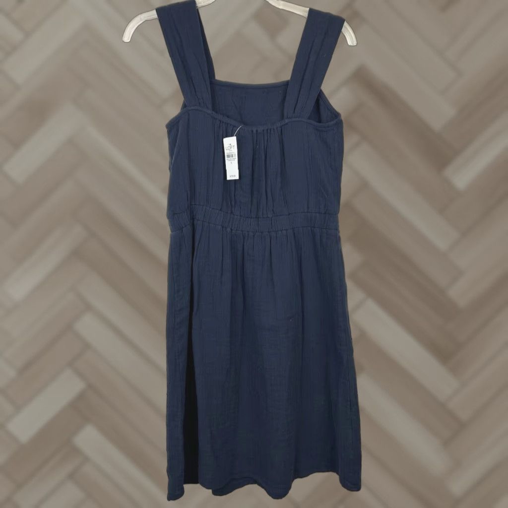 Loft LOFT Dress Womens Small Blue Solid Sleeveless Halter Gauzy Short Sundress New Size 28" / US 6 / IT 42 - 1 Thumbnail