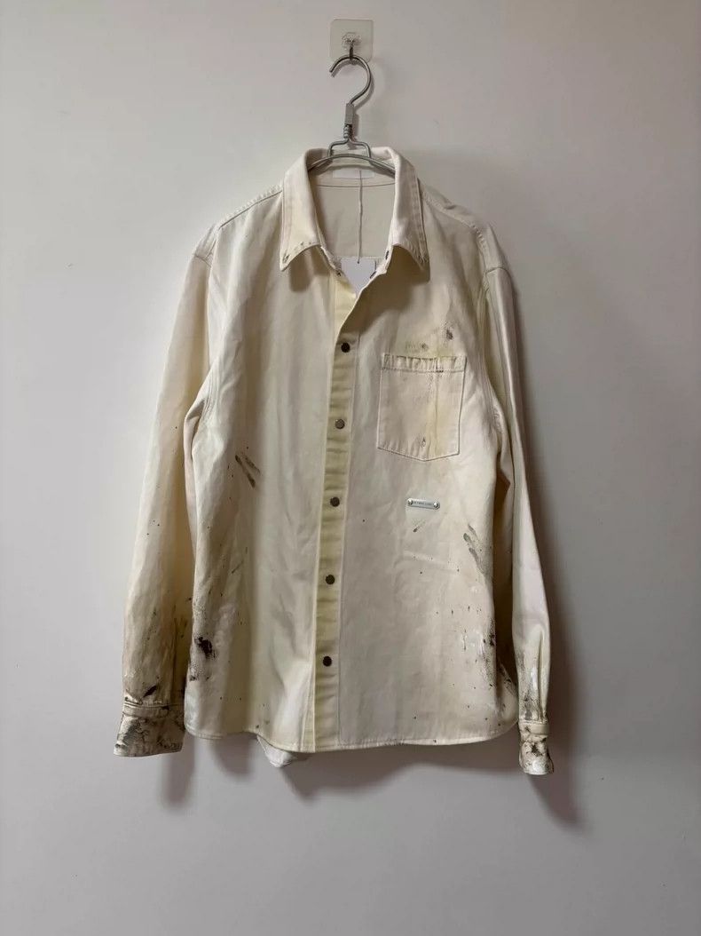 Helmut Lang Helmut Lang Distressed Ink White Shirt Jacket - dmc Size US L / EU 52-54 / 3 - 1 Thumbnail