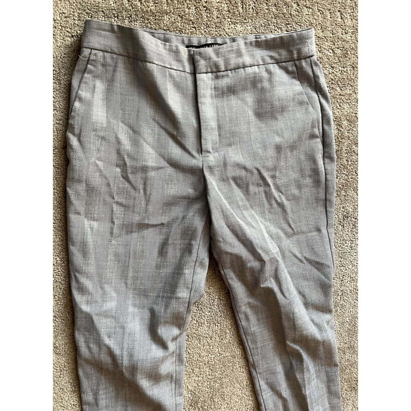 Zara ZARA Women’s Dress Pants Size 2 Gray Solid Mid Rise Stretch Size 26" / US 2 / IT 38 - 2 Thumbnail