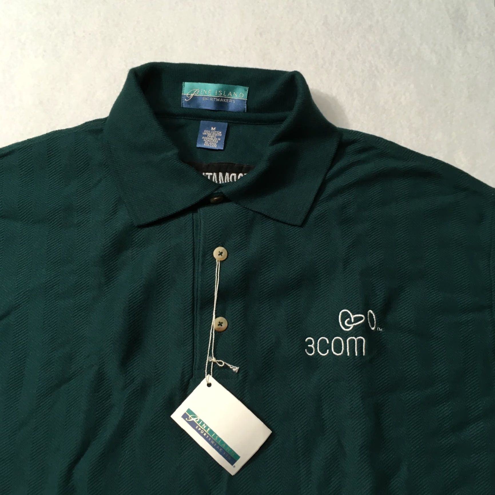 Vintage Polo Shirt Green Size Medium Men’s Shirt Button Up 3COM INFORMATION EMBROIDERED Size US M / EU 48-50 / 2 - 2 Thumbnail