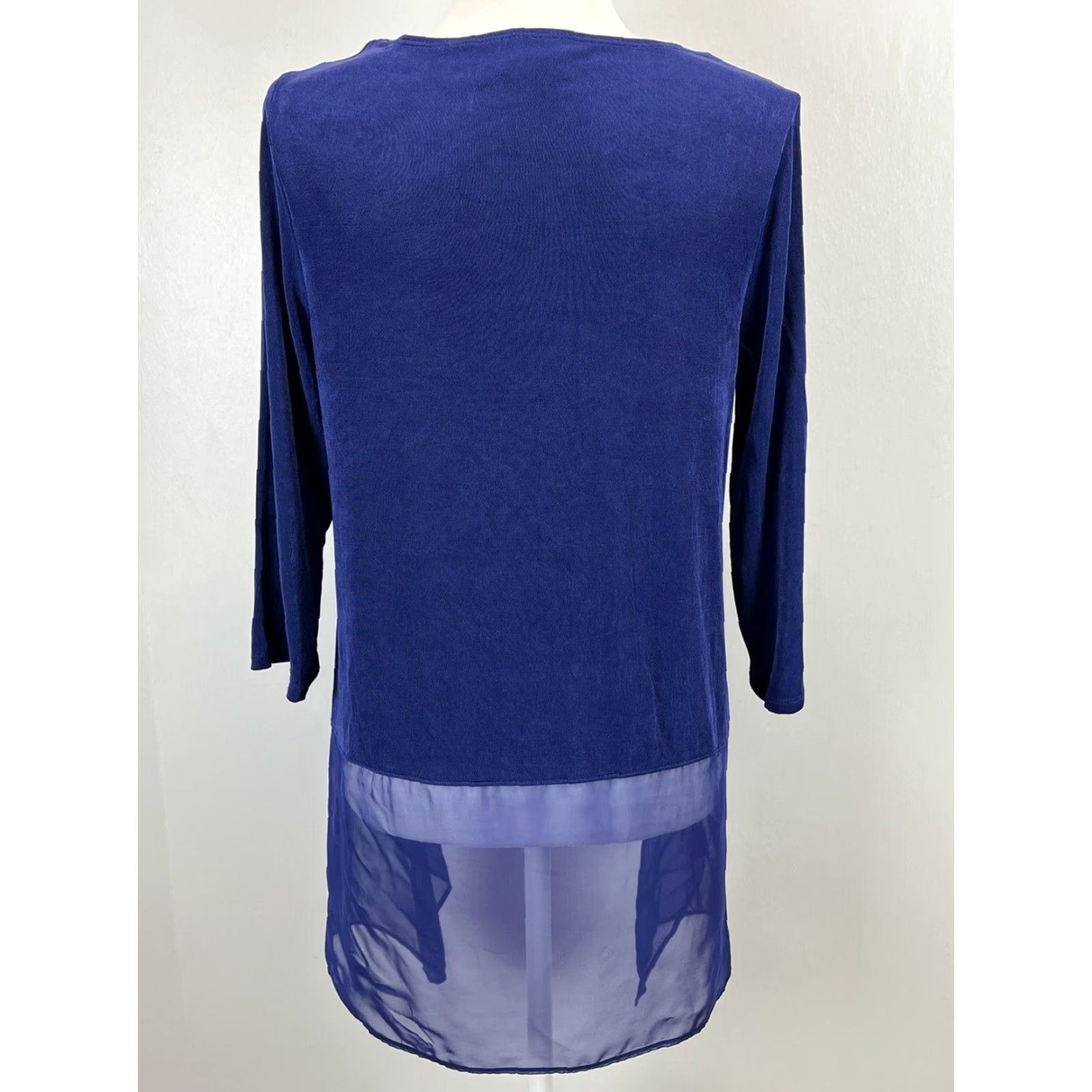 Vintage Chicos Travelers Collection Blue Tunic Top Womens Medium Blue Acetate Blend Pullover Size M / US 6-8 / IT 42-44 - 3 Thumbnail