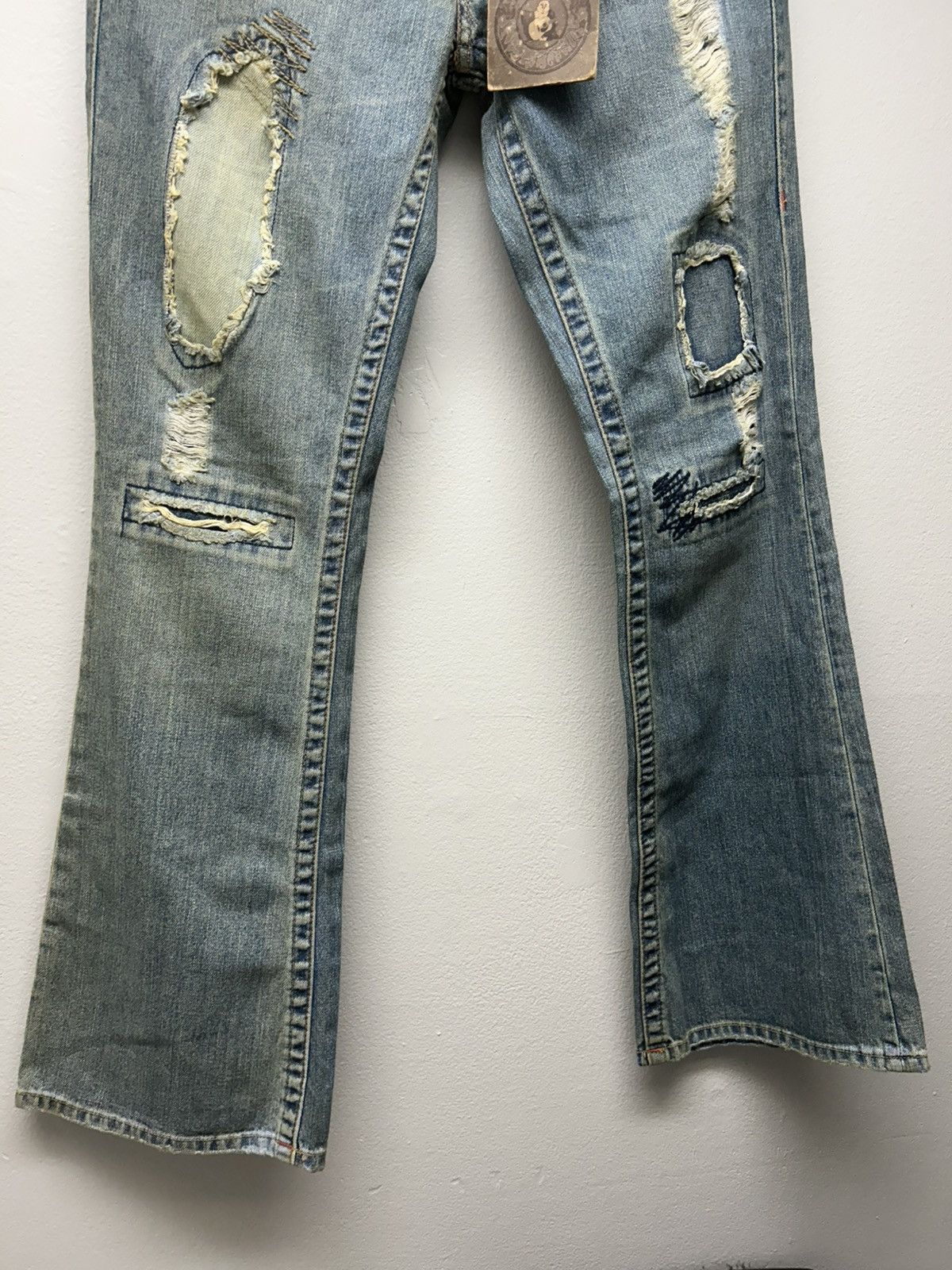 True Religion RARE Vintage True Religion Distressed Patchwork Flare Jeans Size 29" - 5 Thumbnail