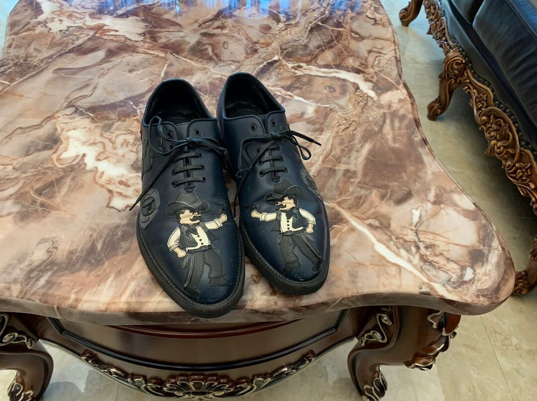 Dolce & Gabbana DG Mens Show Shoes Calfskin Hand-Stitched Pattern Size 42 Size US 9 / EU 42 - 1 Thumbnail