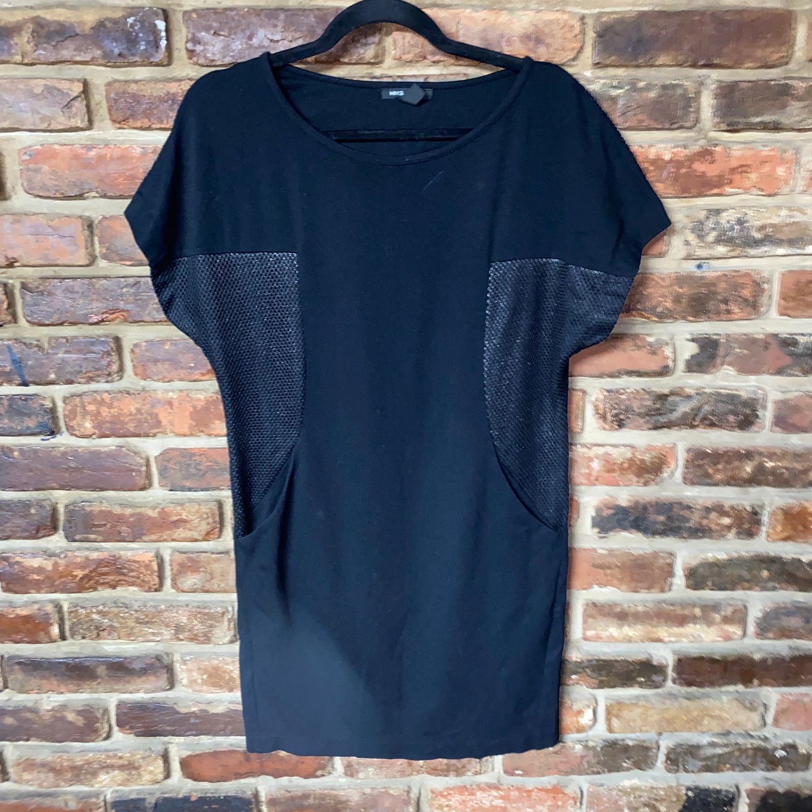 Mango Mango MNG Black Metallic Mesh Short Sleeve Mini Dress XS Size XS / US 0-2 / IT 36-38 - 1 Thumbnail
