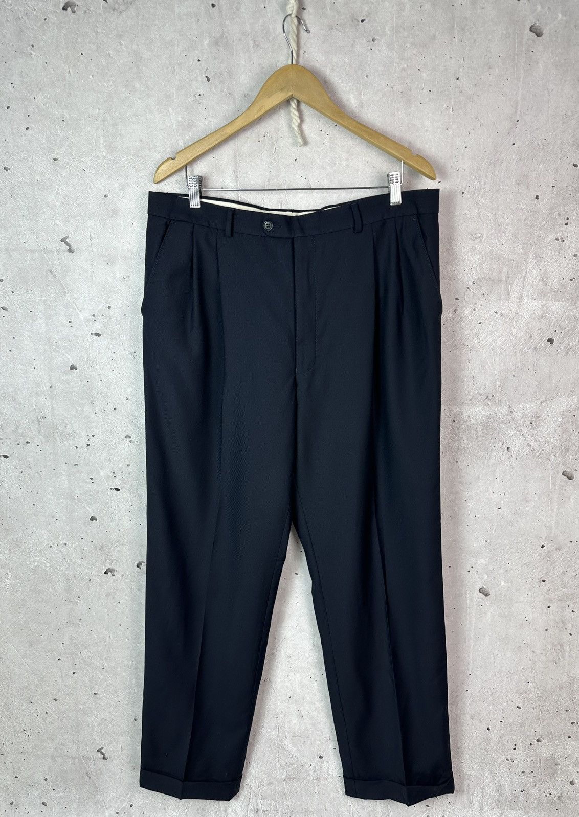 YSL Yves Saint Laurent Vintage 90s Wool Navy Suit Trousers