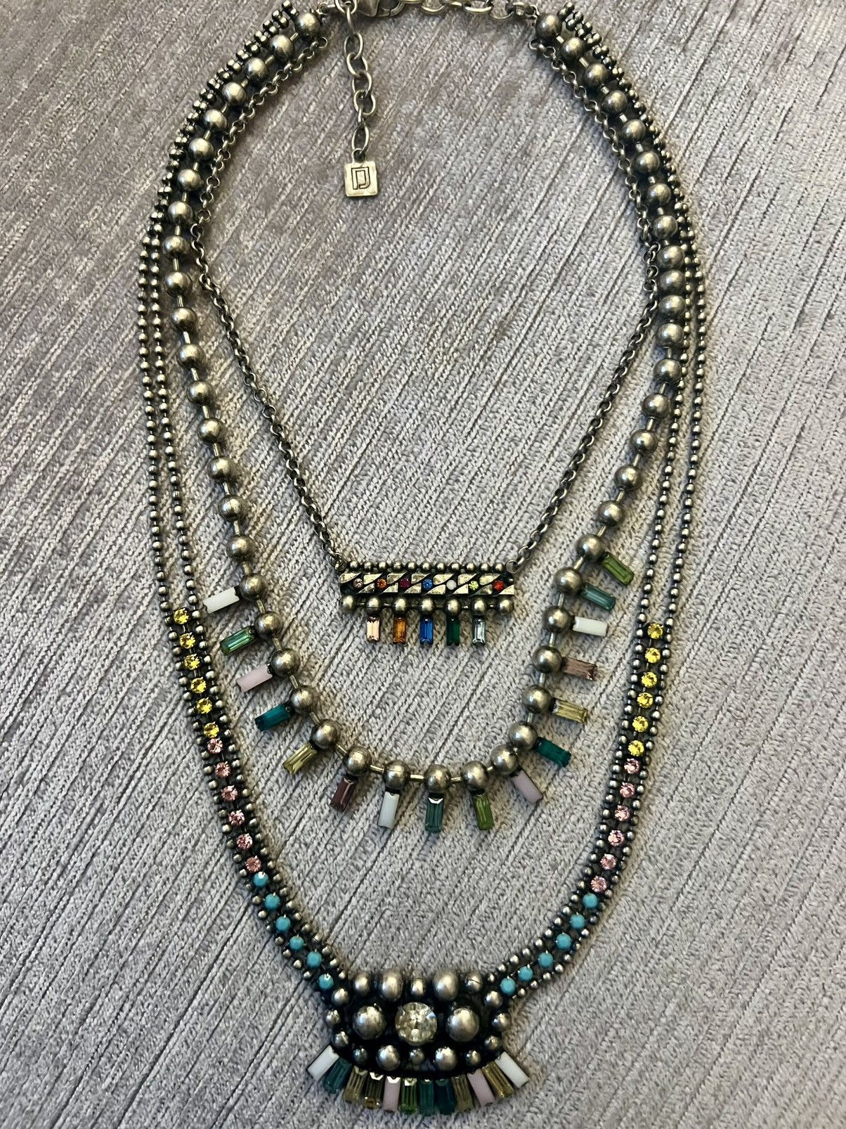 Other Silver multi-coloured crystal necklace Size ONE SIZE - 2 Thumbnail