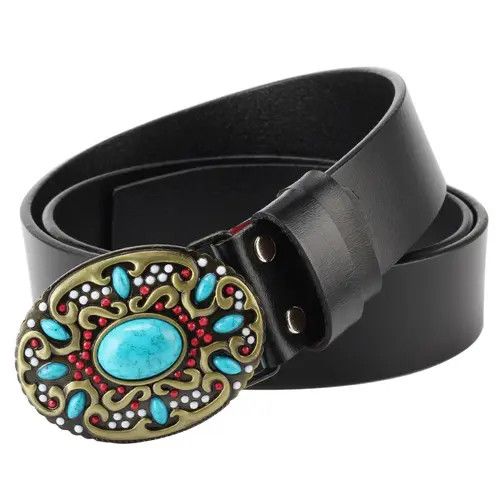 Designer Turquoise stone Belt Riveted Belts Menswear Accessories Size ONE SIZE - 1 Thumbnail