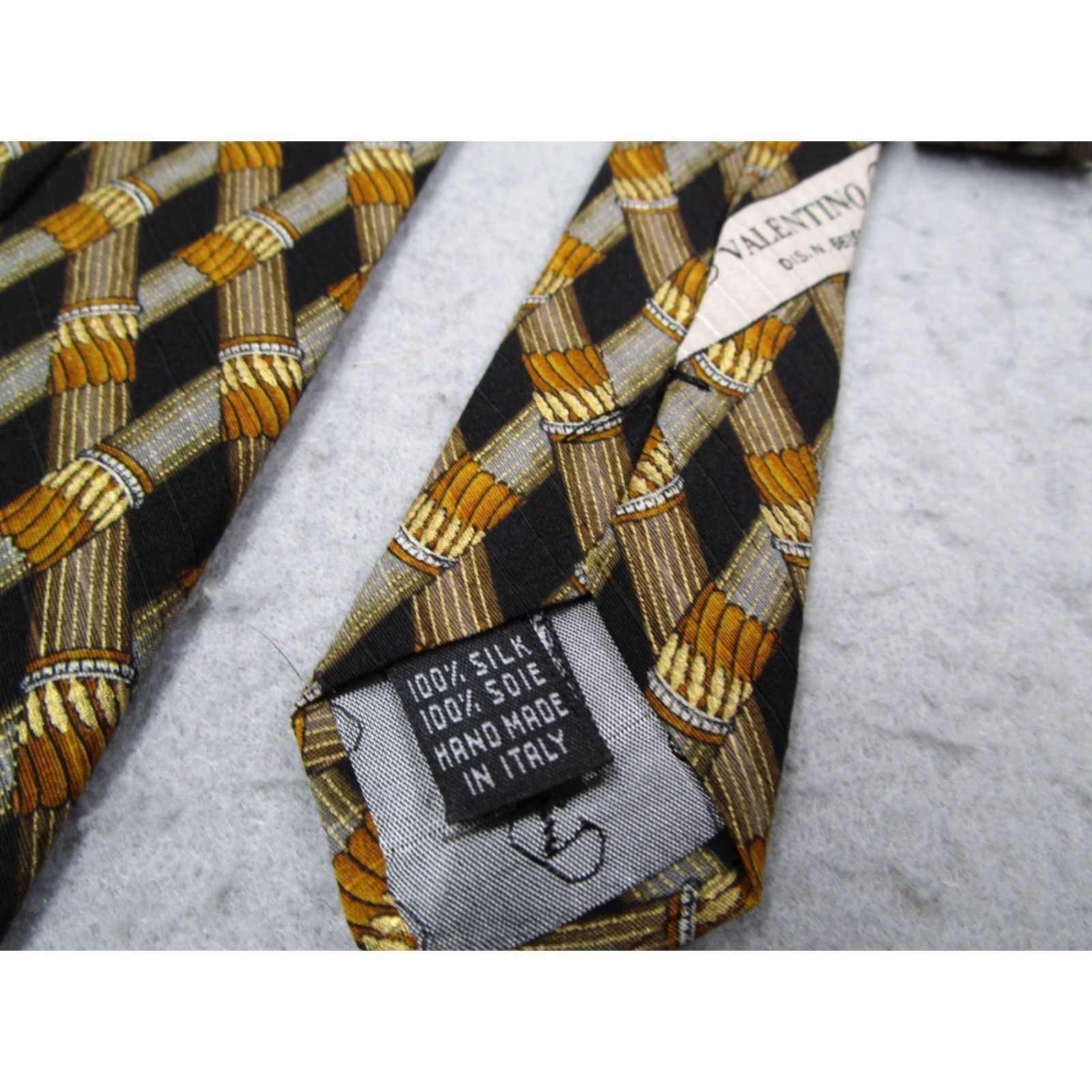 Valentino Valentino Tie Mens Brown Silk Abstract Cravatte Made in Italy Size ONE SIZE - 4 Thumbnail