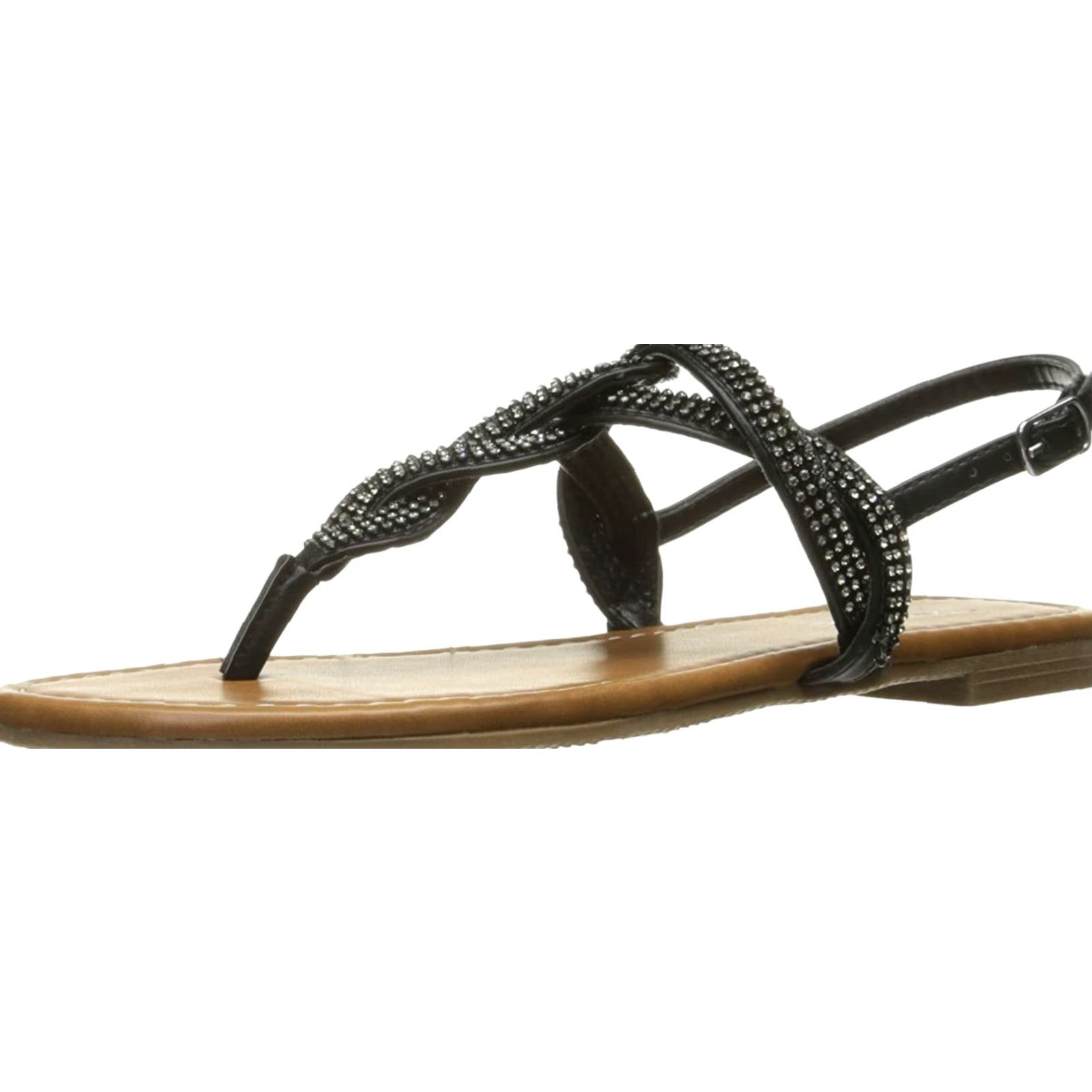 Vintage VINTAGE Topline Women's Flat Sandal Black 6 Thin Heel Rhinestone Thong Slip-On European Style Size US 6 / IT 36 - 4 Thumbnail
