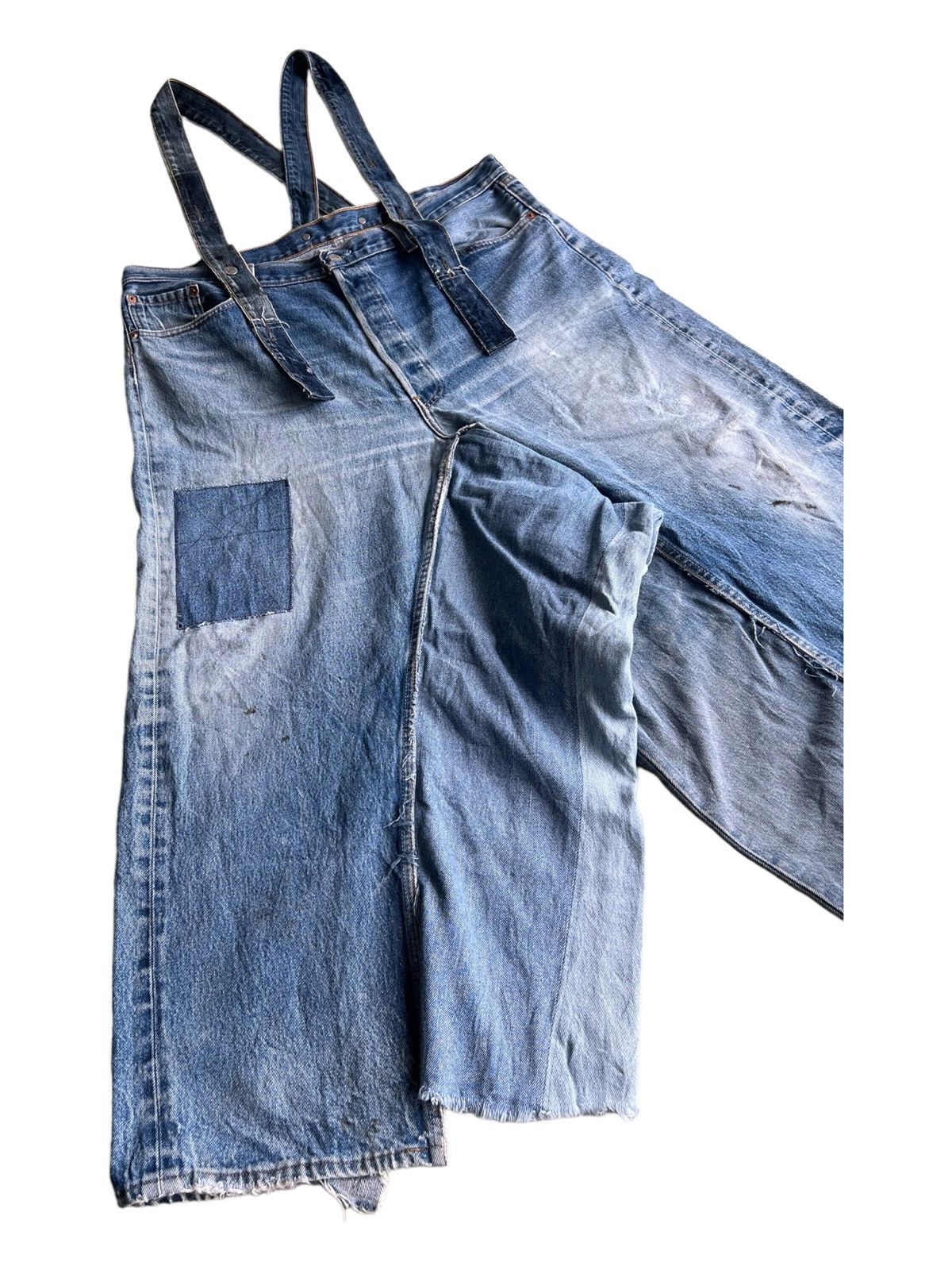 Levi's Vintage Clothing RARE Levi's 501 Reconstructed Baggy Jeans Suspender Overall Size US 38 / EU 54 - 4 Thumbnail
