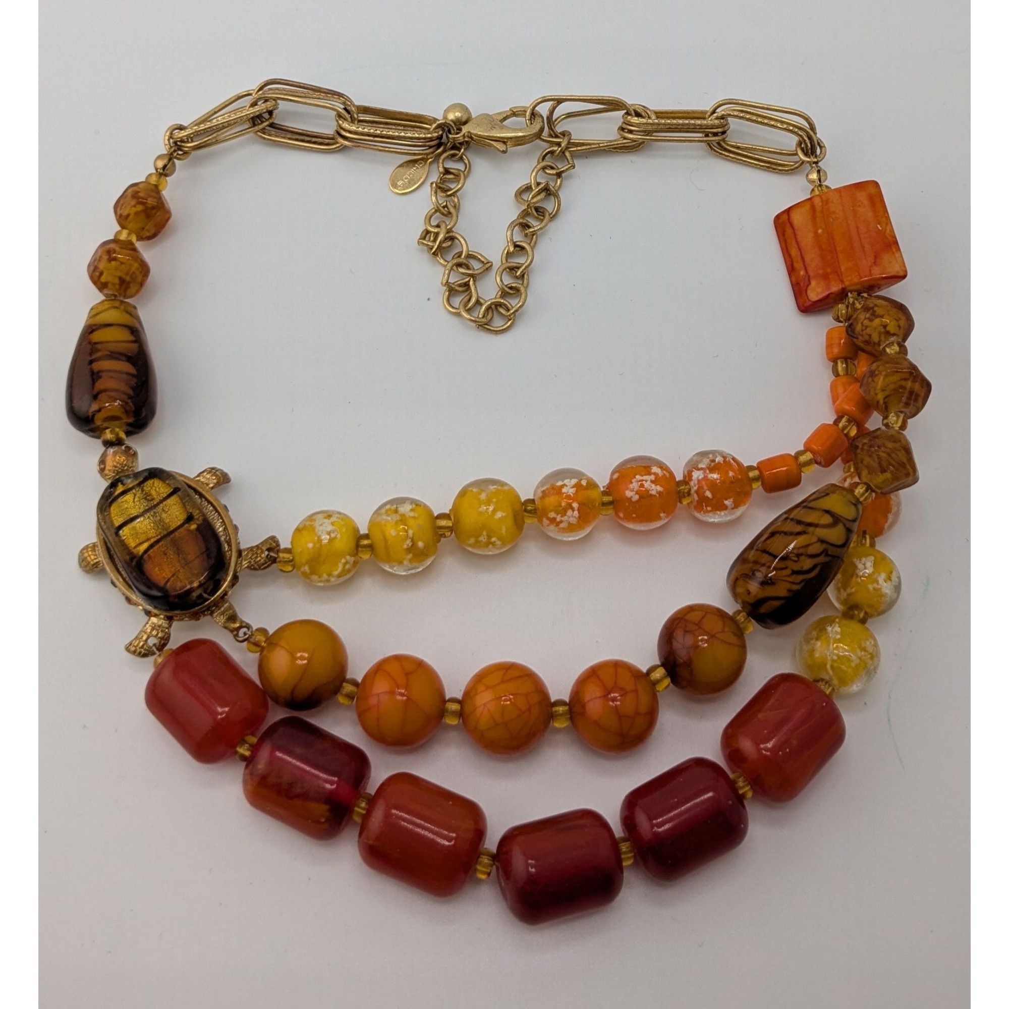 Other Chicos Turtle Necklace Red Yellow And Orange With Glass And Size ONE SIZE - 5 Thumbnail