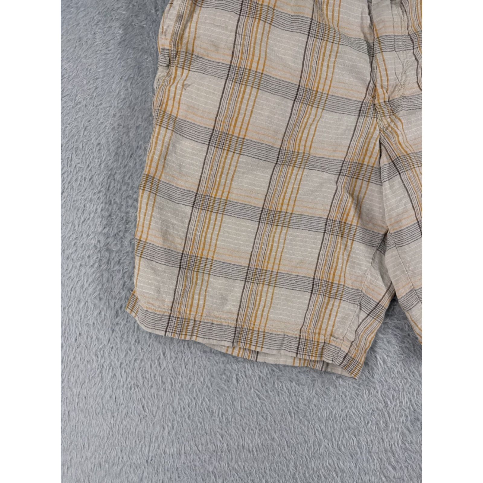 Tommy Bahama Tommy Bahama Shorts Men 33 Beige Plaid Linen Silk Blend Chino Flat Front Golf Size US 33 - 3 Thumbnail