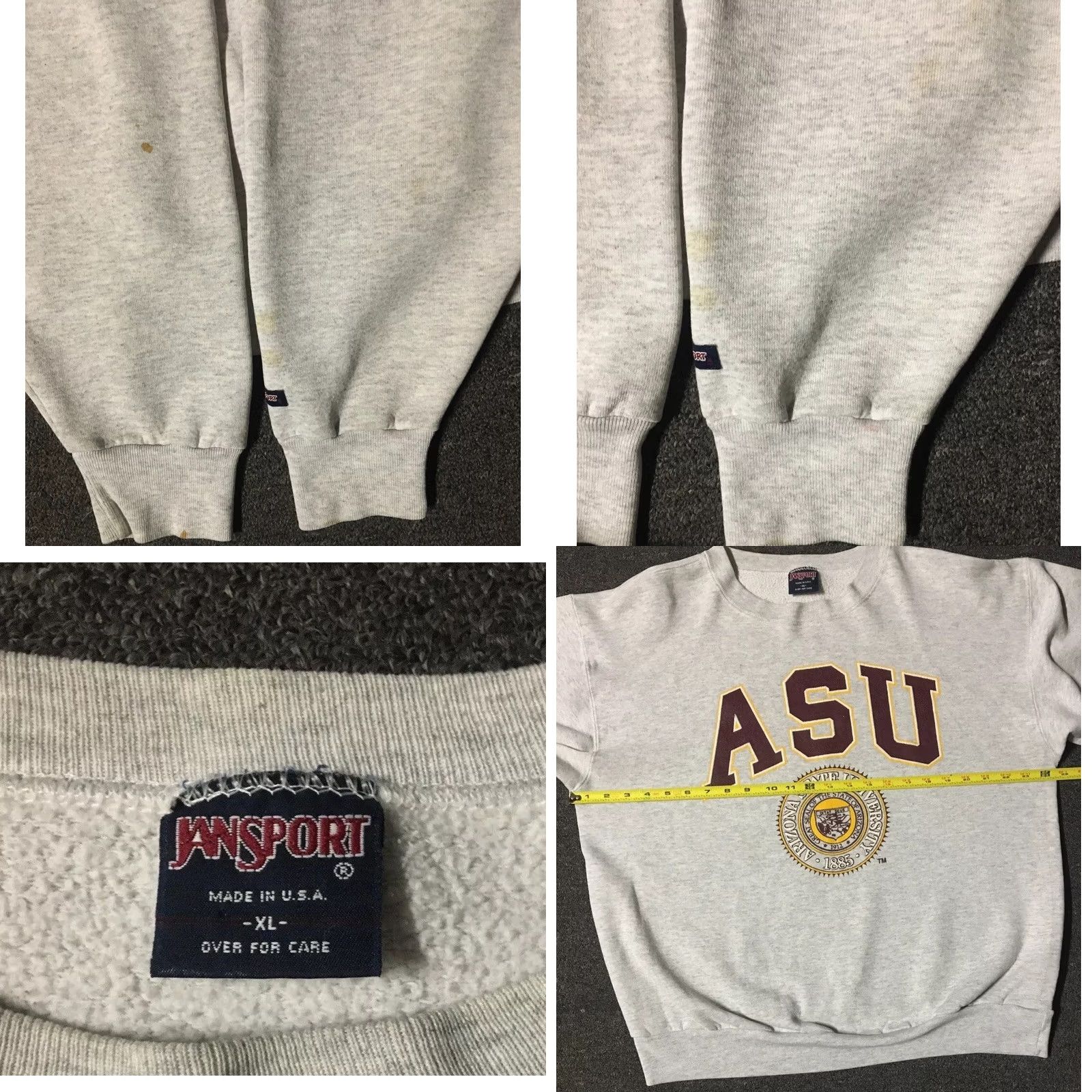 Vintage VINTAGE ASU Faded Spellout Sweatshirt Sweatshirt Hoodie L Gray Men Pullover 90s University Sun Devils Track & Field 90s Sports Boys Mens Size US L / EU 52-54 / 3 - 8 Thumbnail