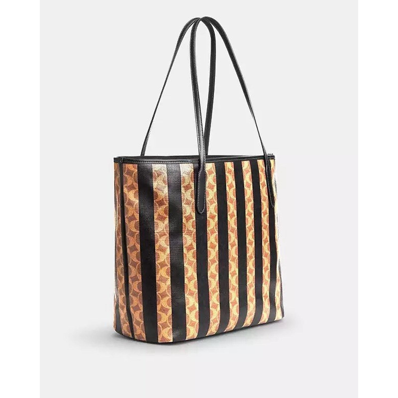 Coach NWT Coach Large City Tote Bag Signature Stripe CBI03 Walnut Size ONE SIZE - 10 Thumbnail