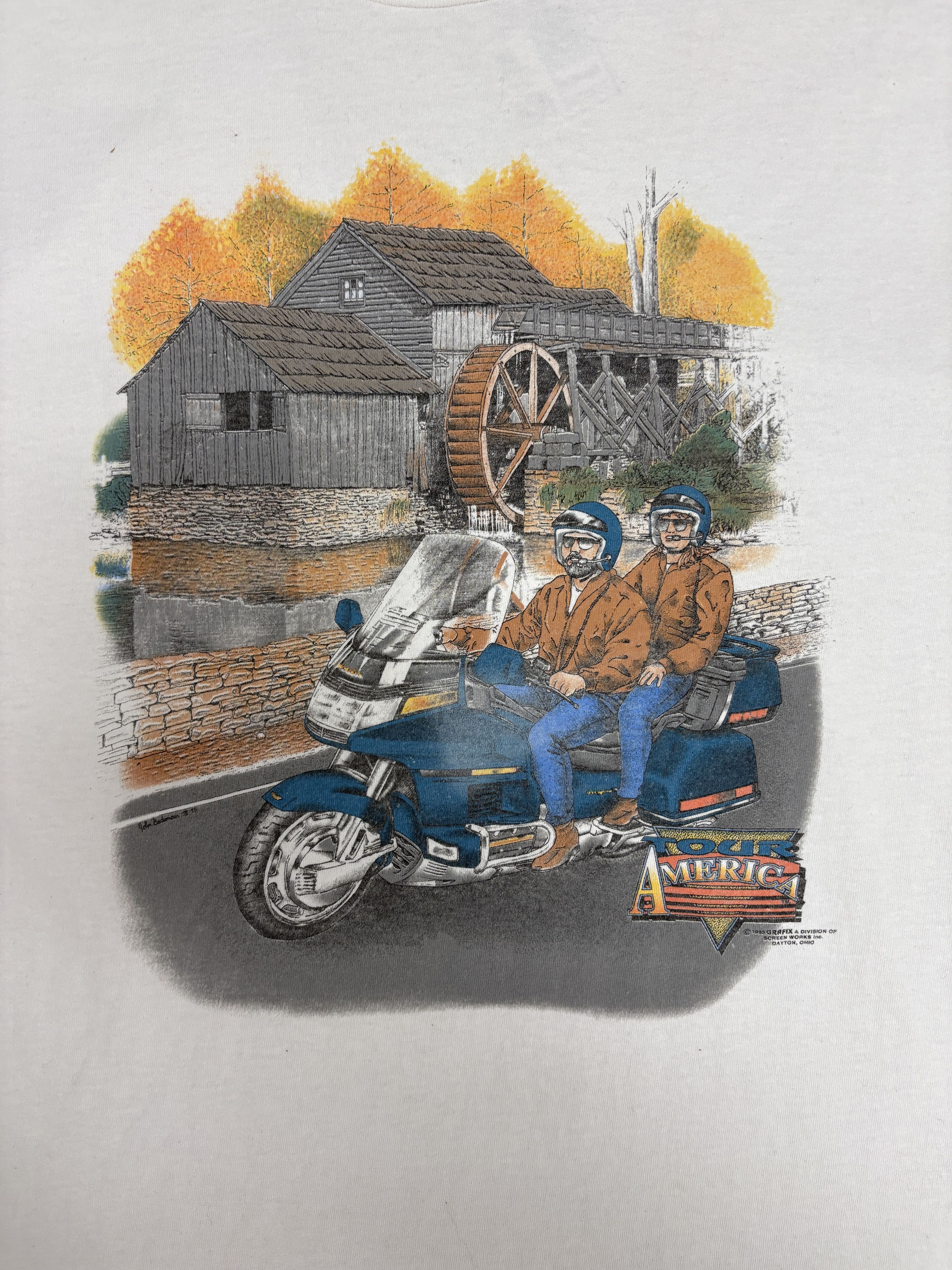 Vintage Motorcycle Biker Tour America 1995 Vintage T-Shirt Tee Size US XL / EU 56 / 4 - 2 Thumbnail