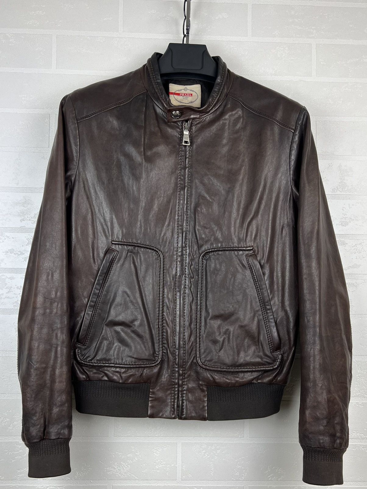 Prada PRADA MILANO Jacket Leather Bomber Lambskin Brown Men's Size US M / EU 48-50 / 2 - 5 Thumbnail