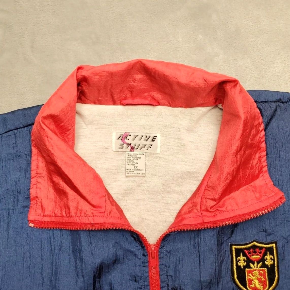 Vintage VINTAGE Active Stuff Jacket Mens 2XL Windbreaker Nylon Crest Patch 90s Coat Blue 2XL Mens Windbreaker Jacket Size US XXL / EU 58 / 5 - 4 Thumbnail