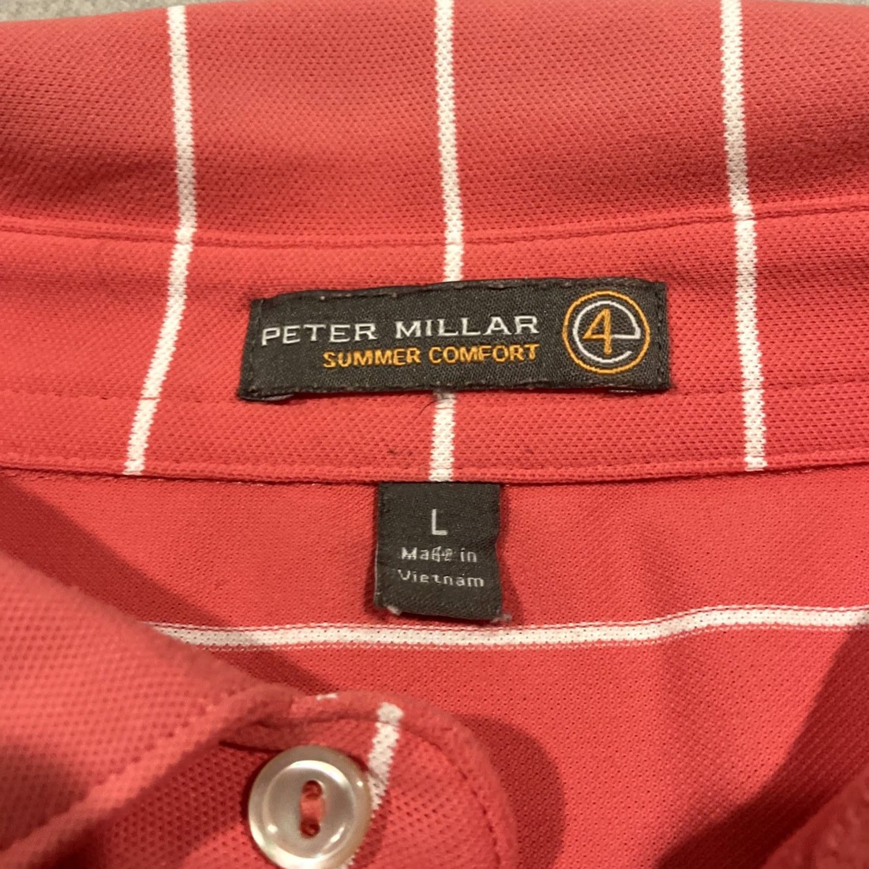 Peter Millar Peter Millar Summer Comfort Large Coral Striped Golf Polo Embroidered Logo Size US L / EU 52-54 / 3 - 3 Thumbnail