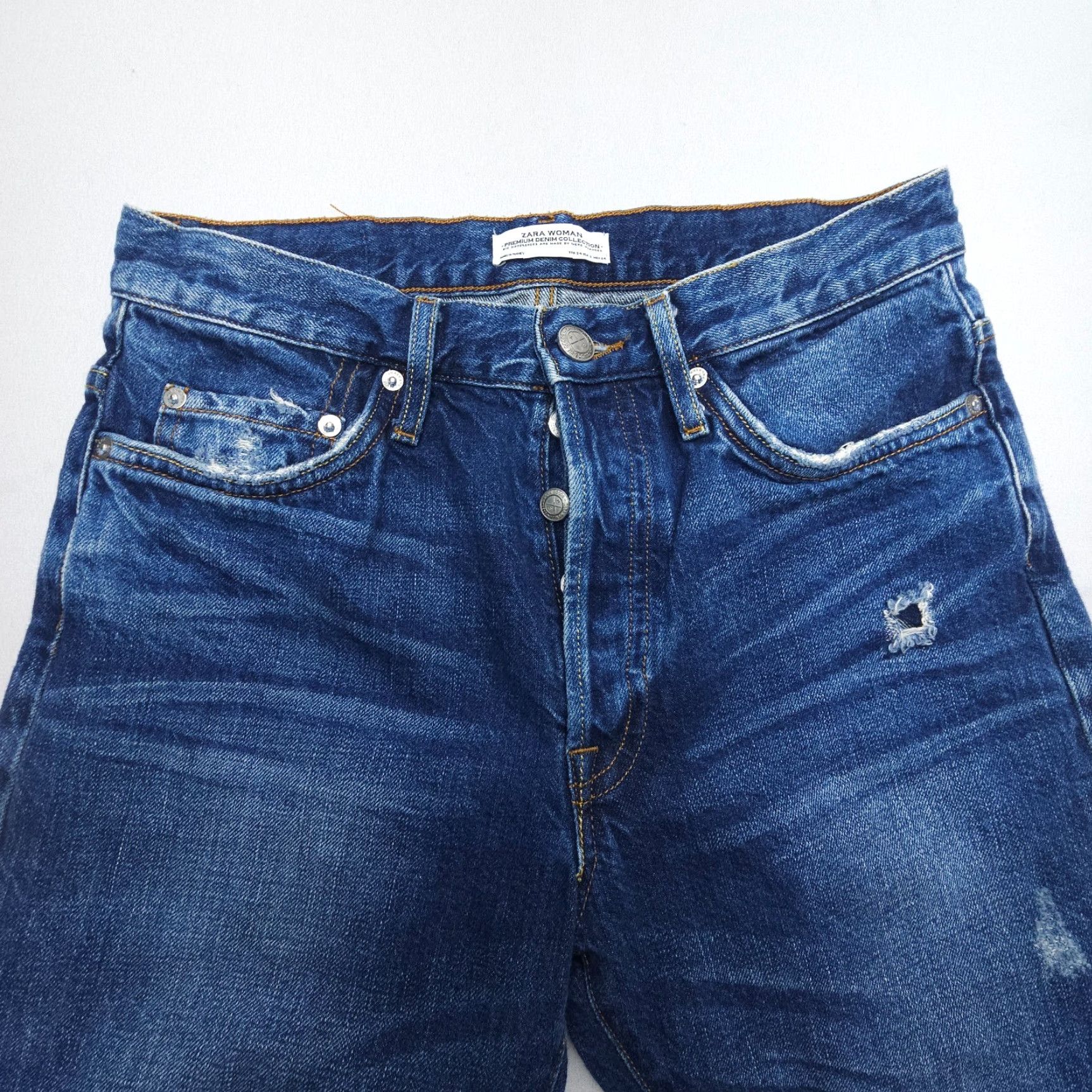 Zara Zara Jeans Women City Denim Dark Premium High Rise Crop 2 28 in Dark Blue 5-Pocket Regular Cropped Vintage No Size 26" / US 2 / IT 38 - 6 Thumbnail