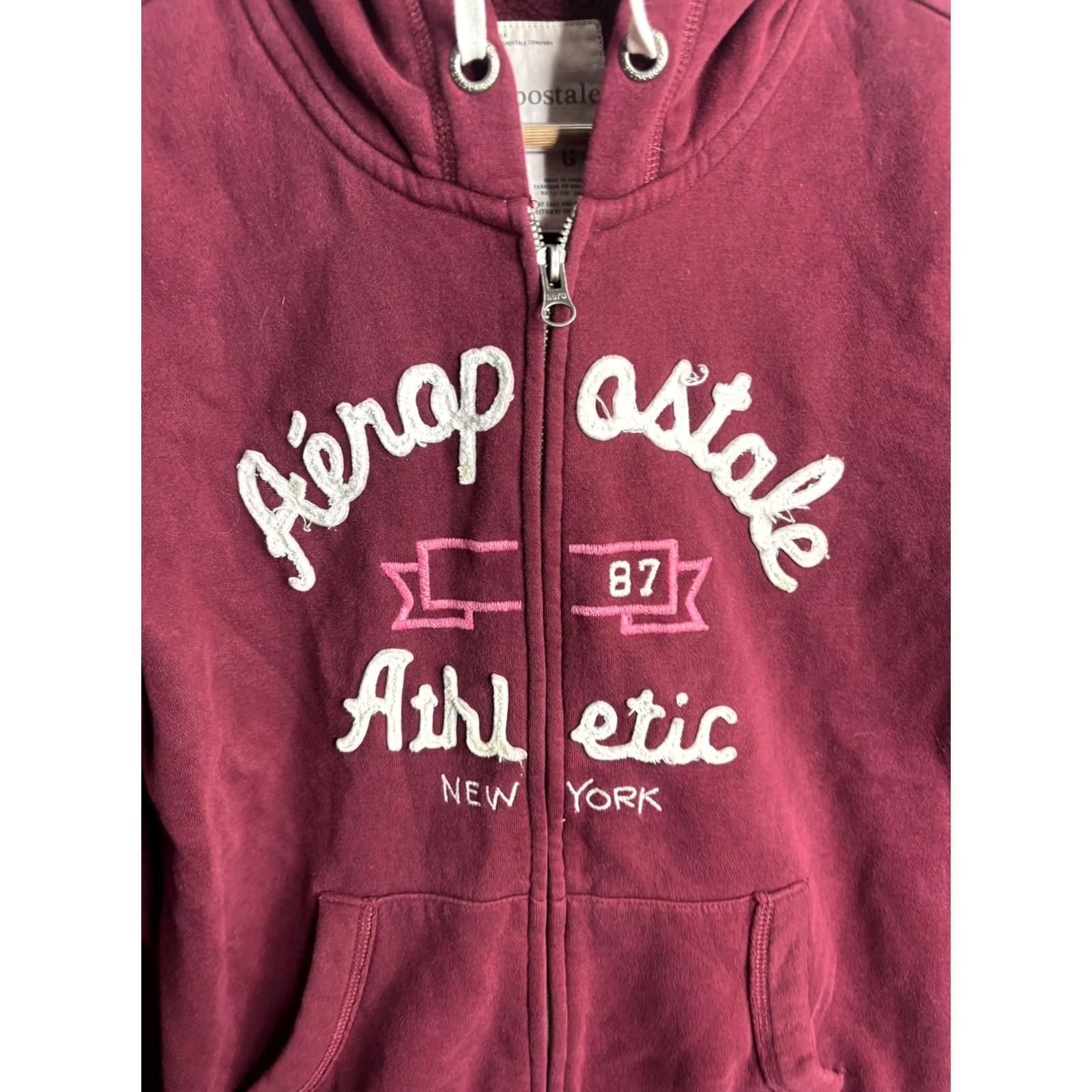 Aeropostale Aeropostale Hoodie Girls L Red Athletic 87 New York Full Zip Fleece Logo Size L / US 10 / IT 46 - 2 Thumbnail