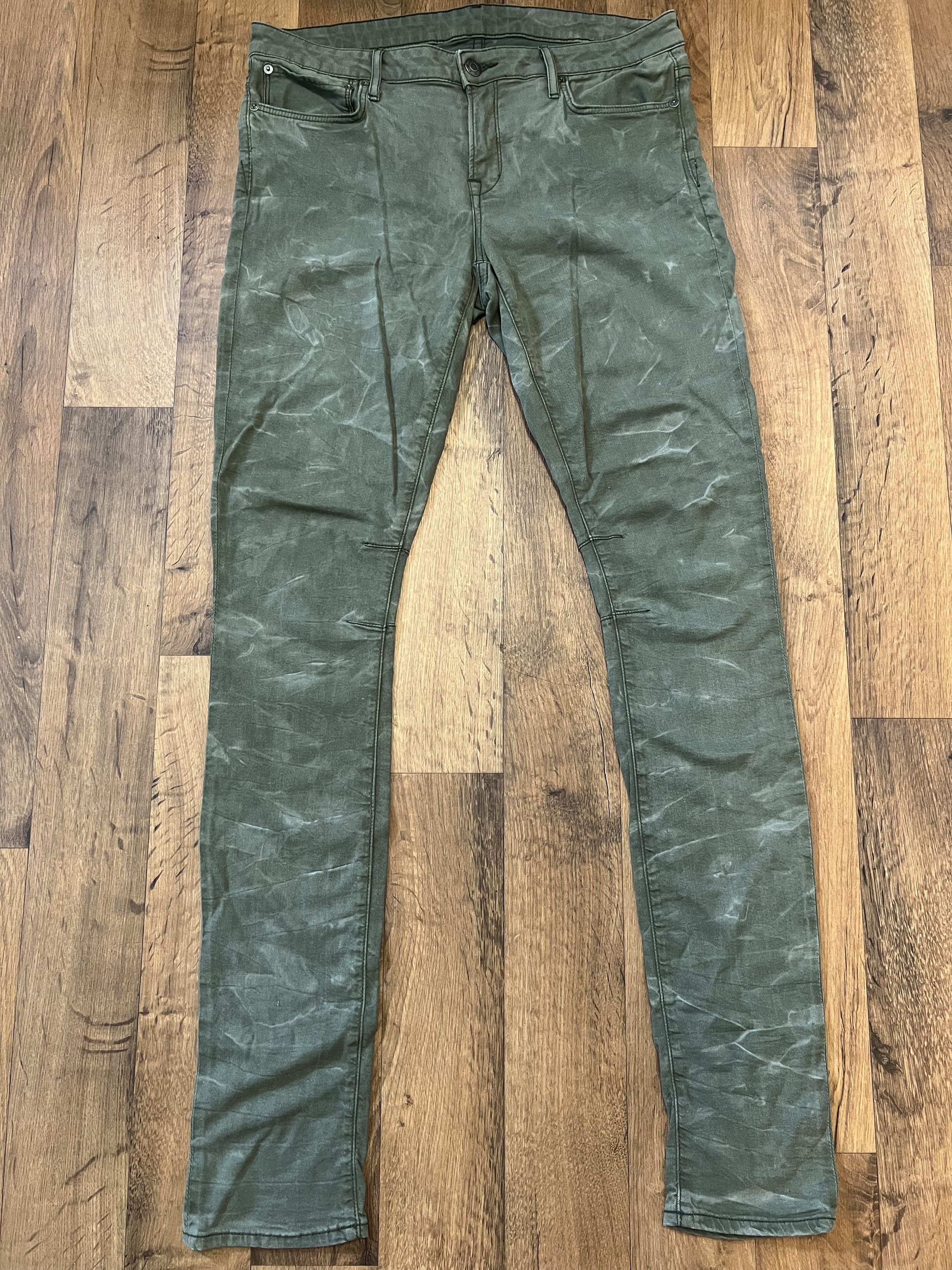 image of Vintage Helmut Lang Stacked Fitted Jeans in Army Green, Men's (Size 32)