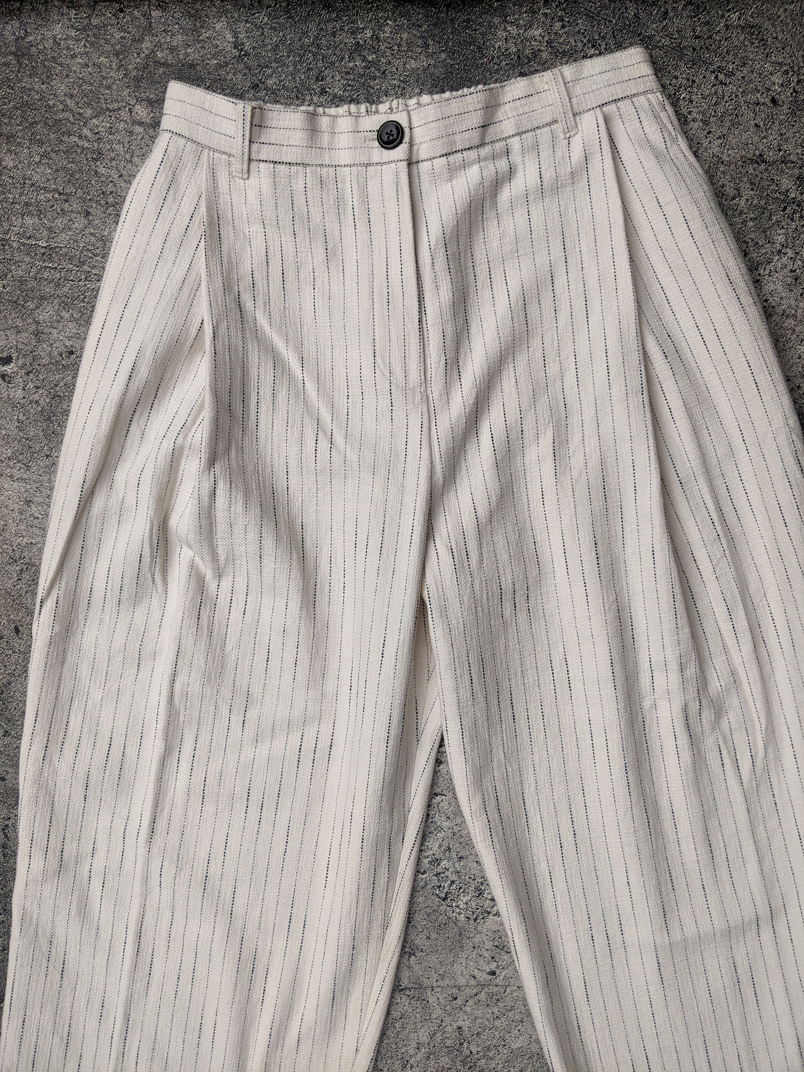 Japanese Brand EENK European Fabric Pin Stripe Pleated Plants Size 30" / US 8 / IT 44 - 2 Thumbnail