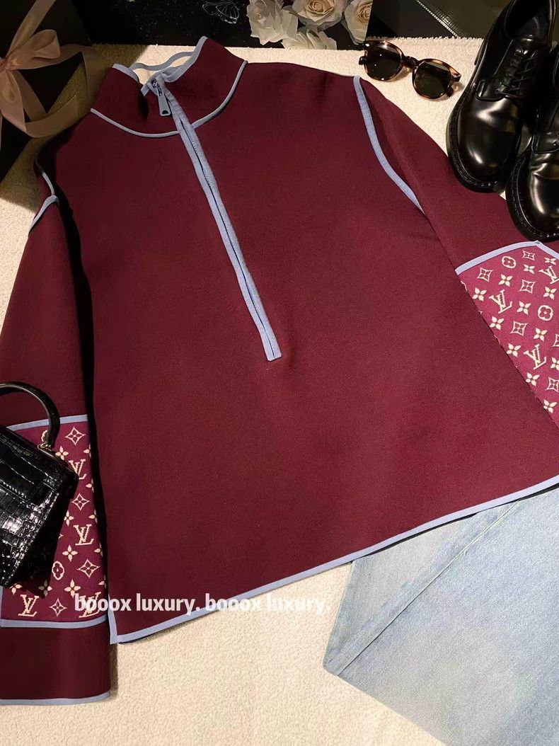 Louis Vuitton Louis Vuitton Nylon/sheep wool wine contrast zip-up sweats Size US S / EU 44-46 / 1 - 1 Thumbnail