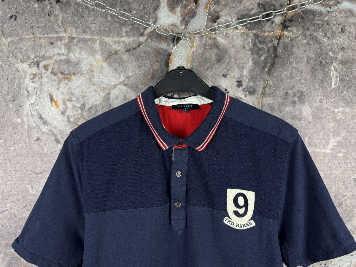 Ted Baker Ted Baker Polo Shirt Navy Red Trim Number 9 Patch Back Logo Size US XL / EU 56 / 4 - 3 Thumbnail