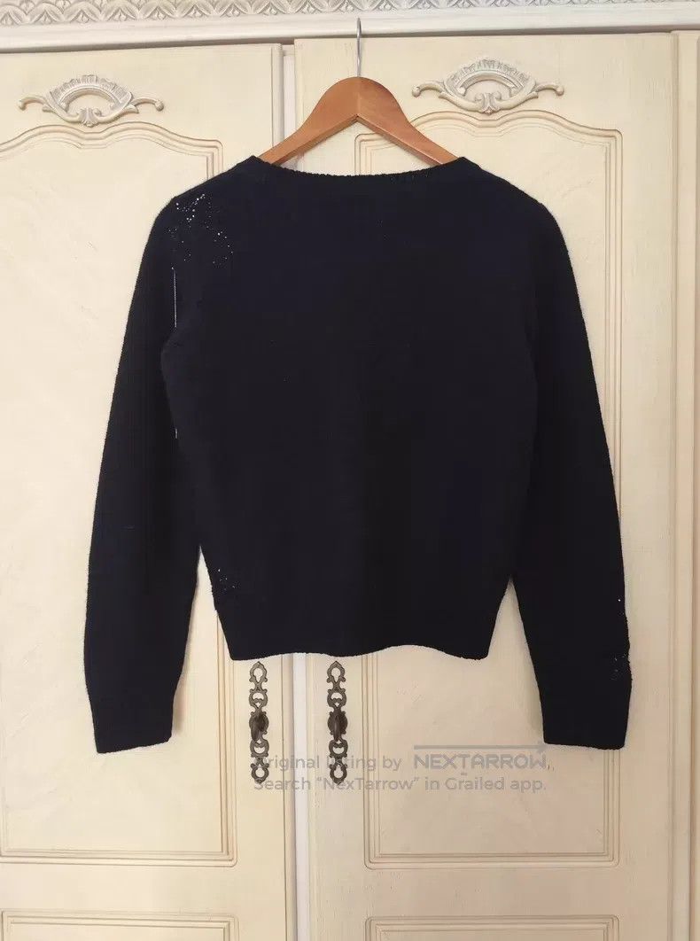 Saint Laurent Paris Saint Laurent Paris Black Rhinestone Hole Knit Sweater Size L / US 10 / IT 46 - 2 Thumbnail